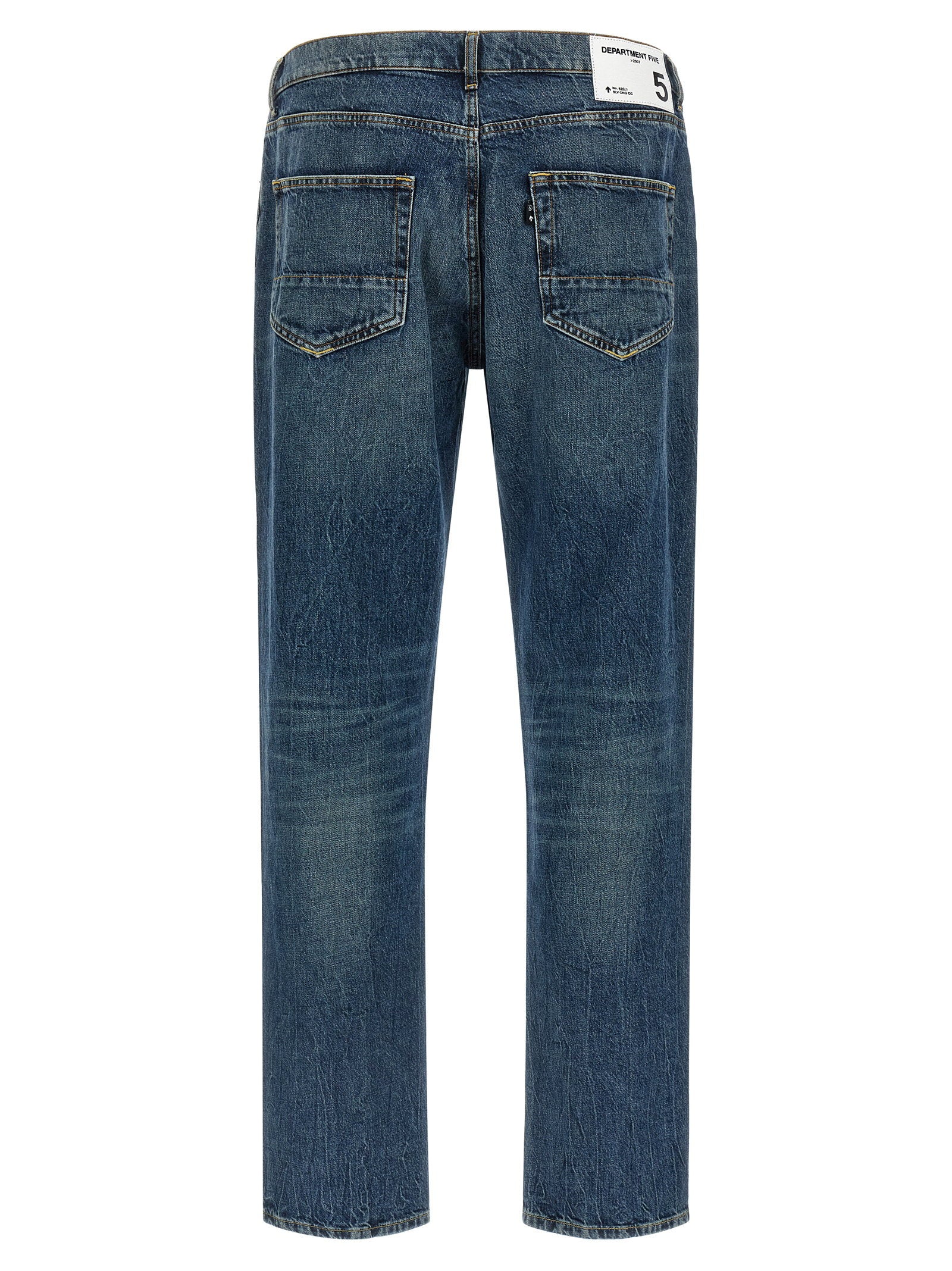 Department 5 Bowl straight-leg jeans stonewashed blauw, achteraanzicht met logotag
