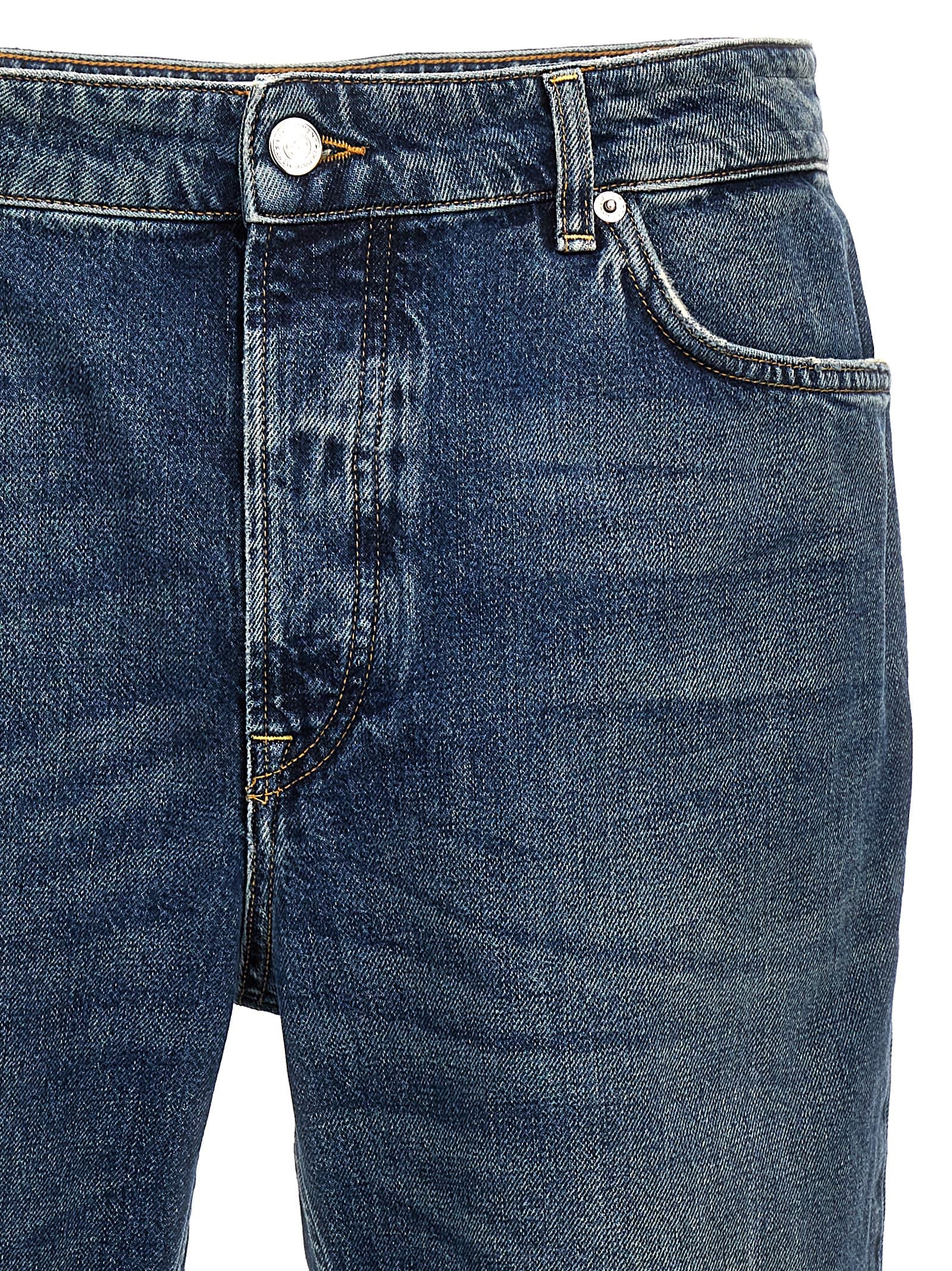 Department 5 Drake slim fit jeans blauw, detail van de knoopsluiting