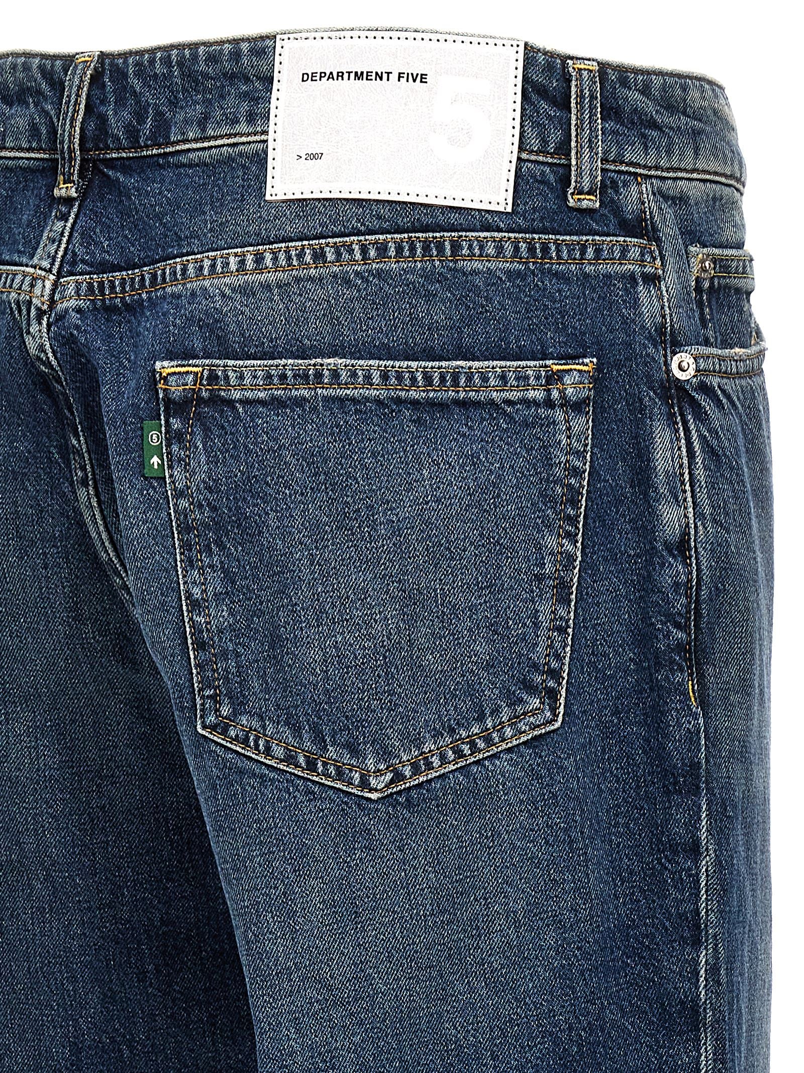 Department 5 Drake slim fit jeans blauw, detail van de zakken en stiksels