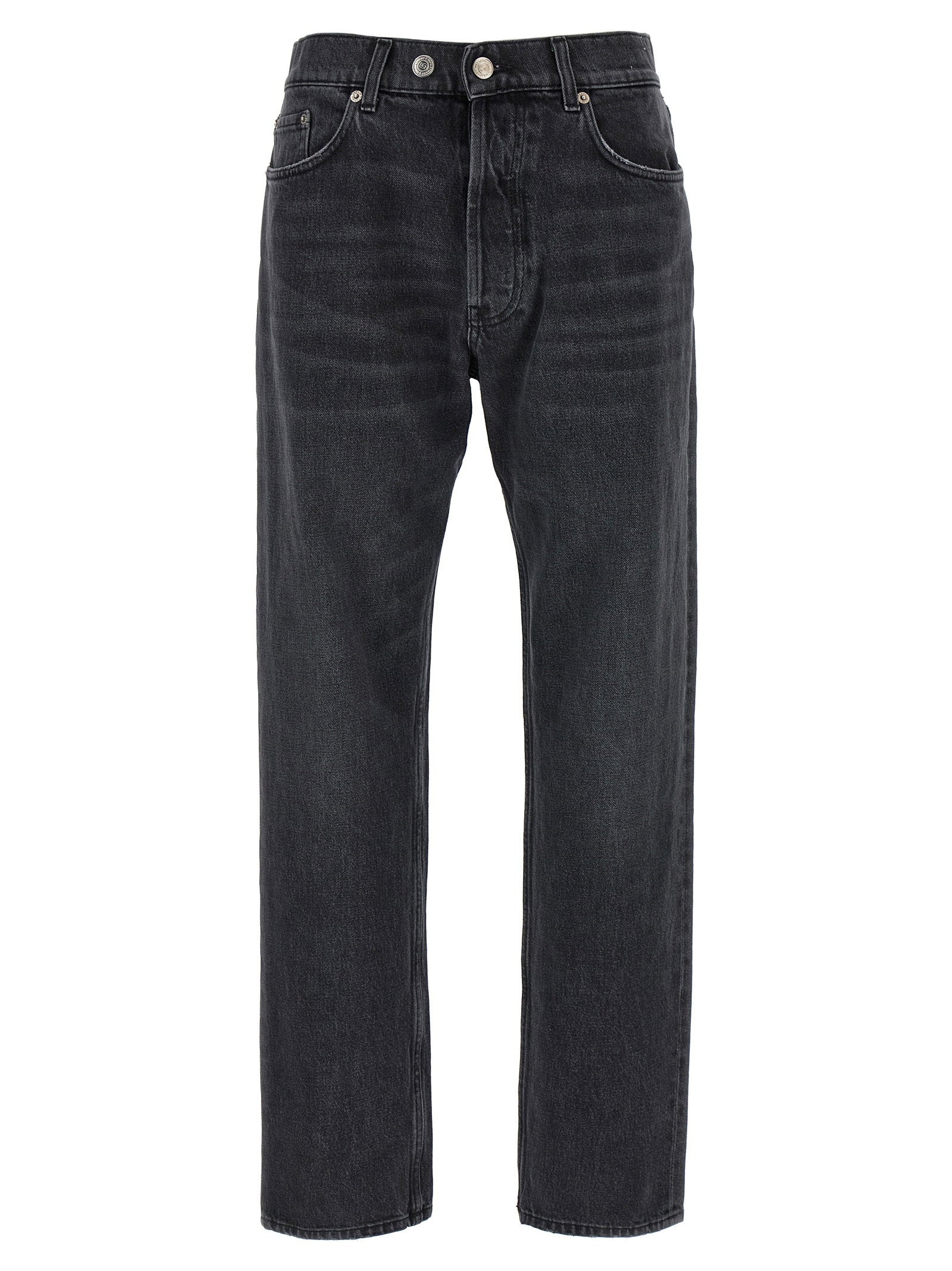 Department 5 Musso jeans in grijs denim, vooraanzicht met knoopsluiting en vijfzaksmodel