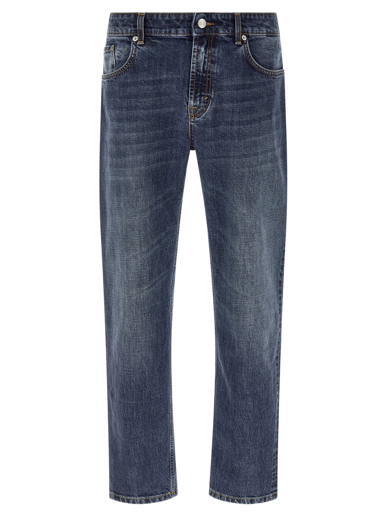 Department 5 Talk cropped straight-leg jeans stonewashed blauw, vooraanzicht