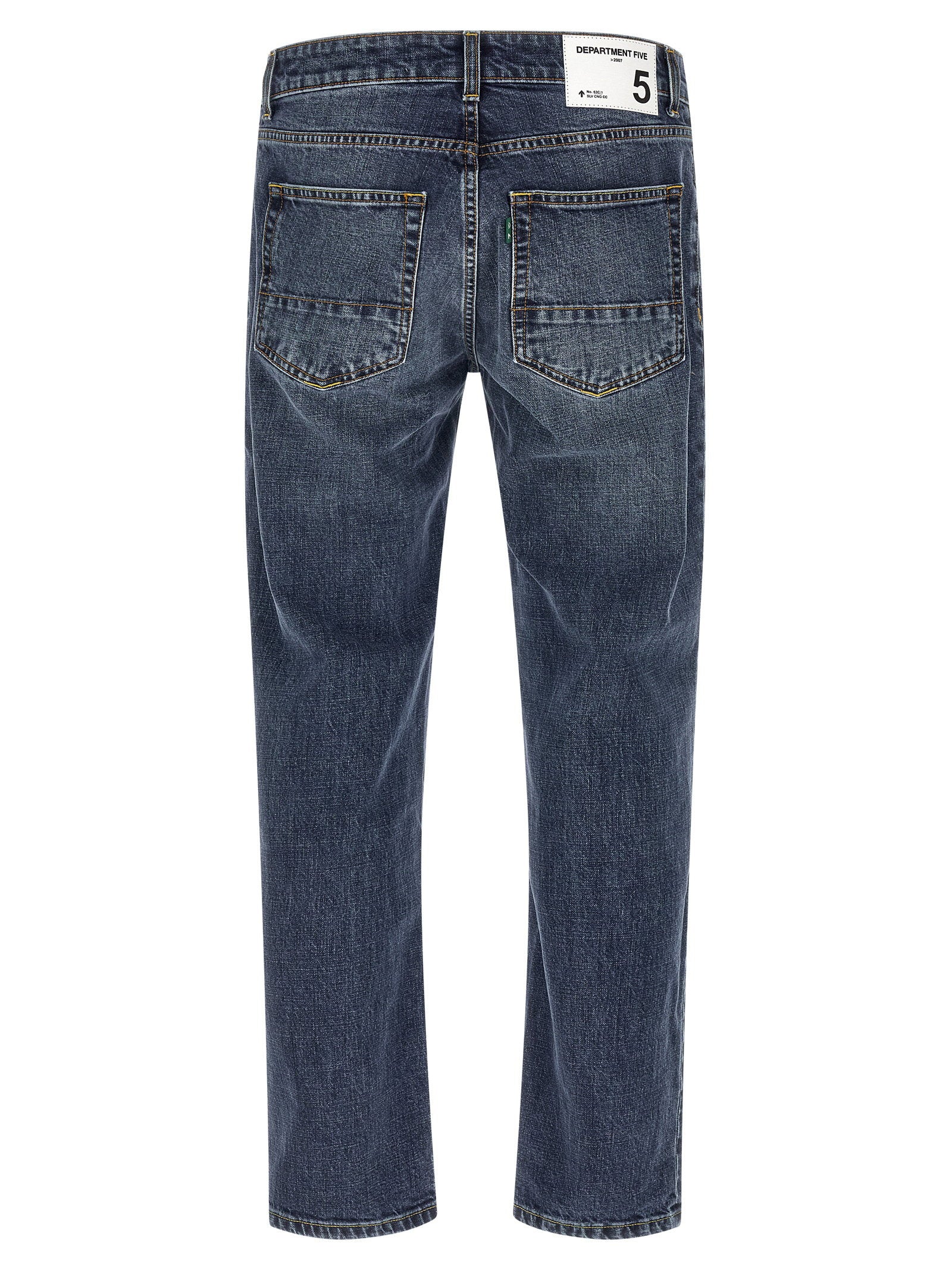Department 5 Talk cropped straight-leg jeans stonewashed blauw, achteraanzicht met logotag
