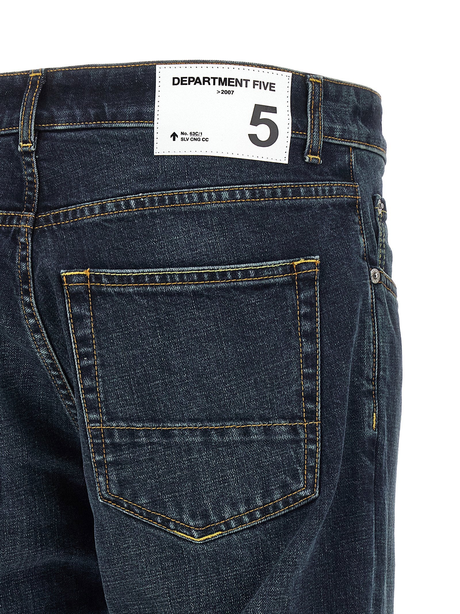 Department 5 Talk jeans donker gewassen, detail van de zilverkleurige knoopsluiting