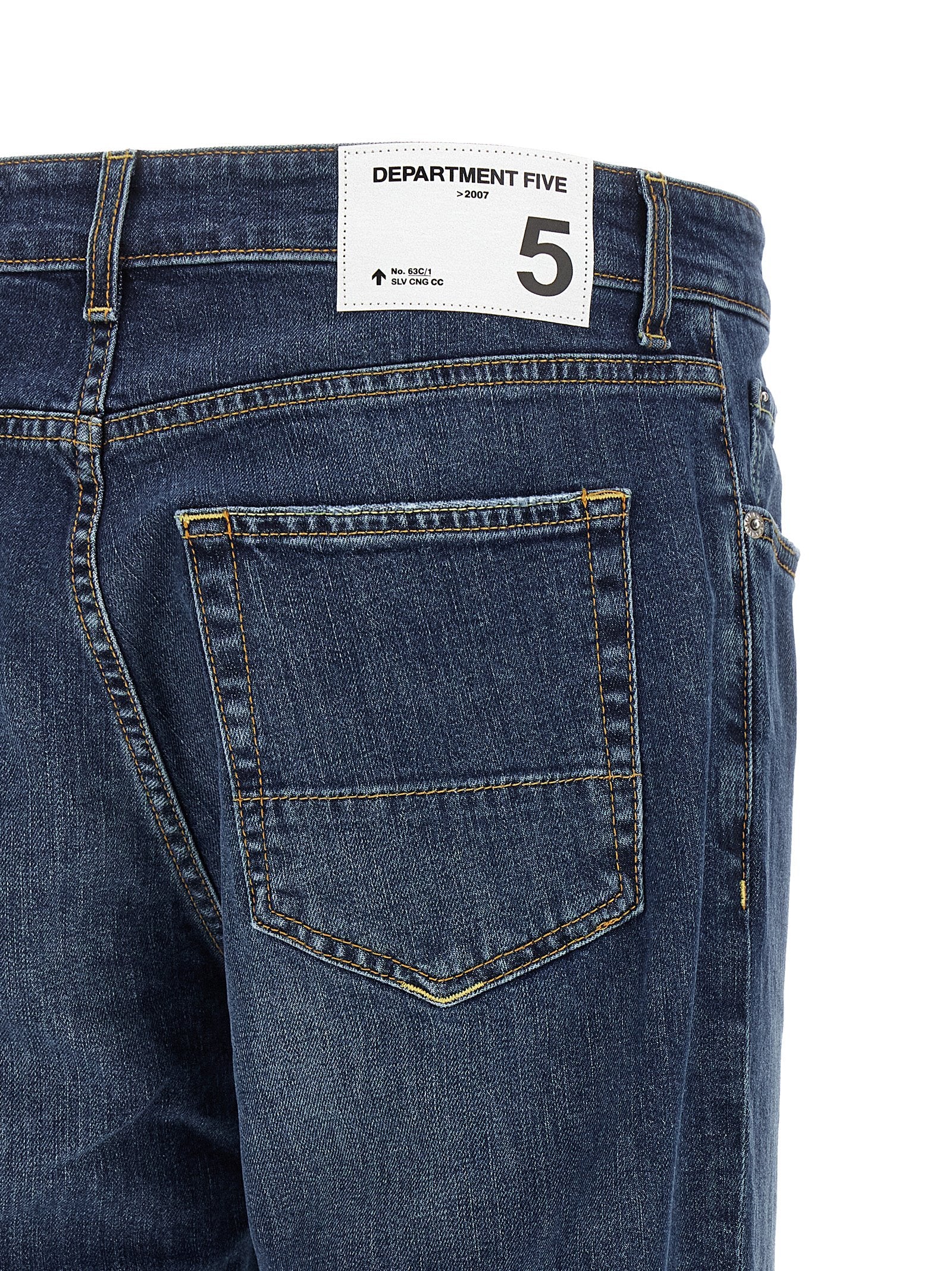 Department 5 Talk jeans donkerblauw, detail van de zilverkleurige knoopsluiting