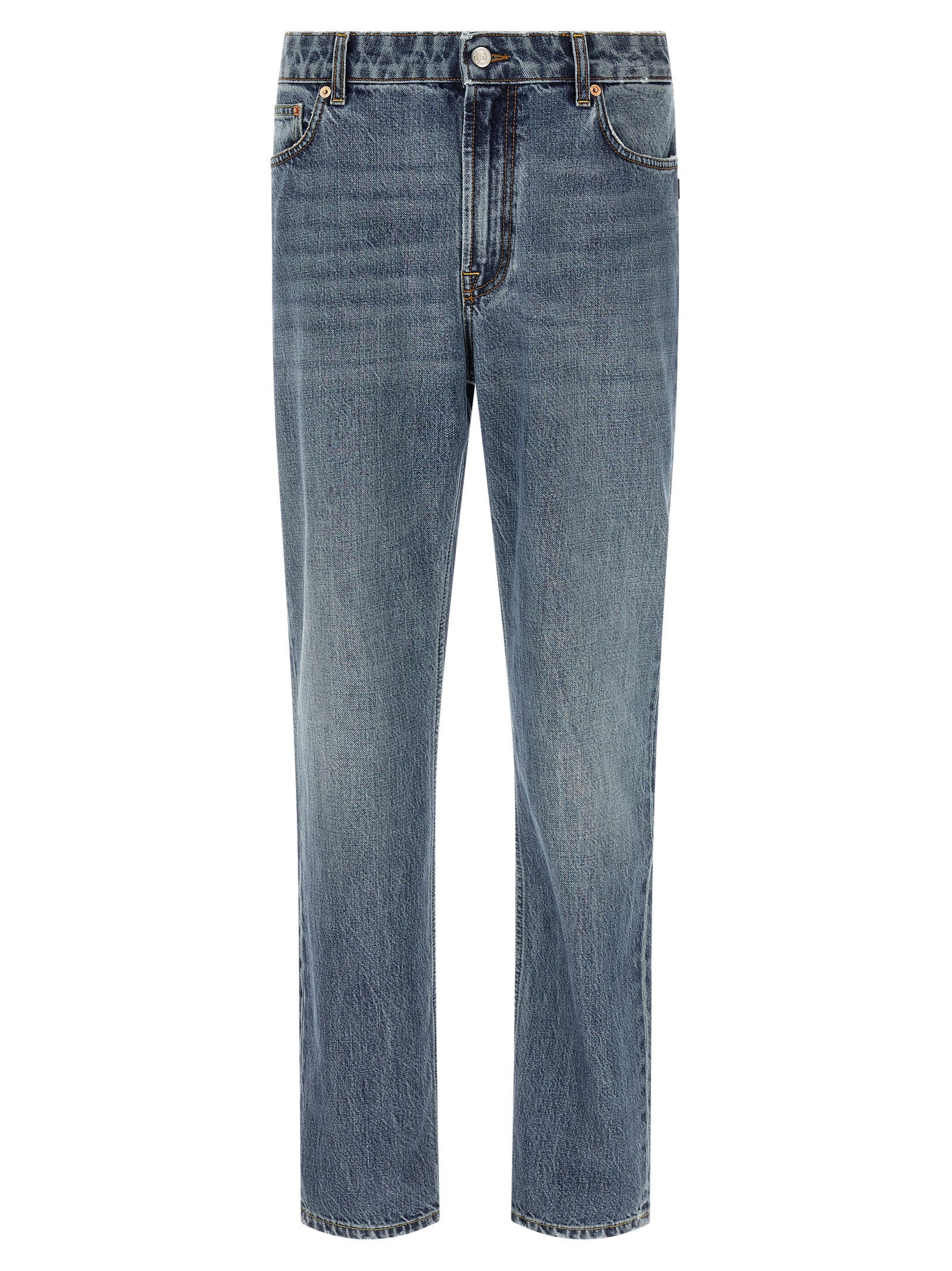 Department 5 Stones jeans in middenblauw met gedragen wassing, vooraanzicht