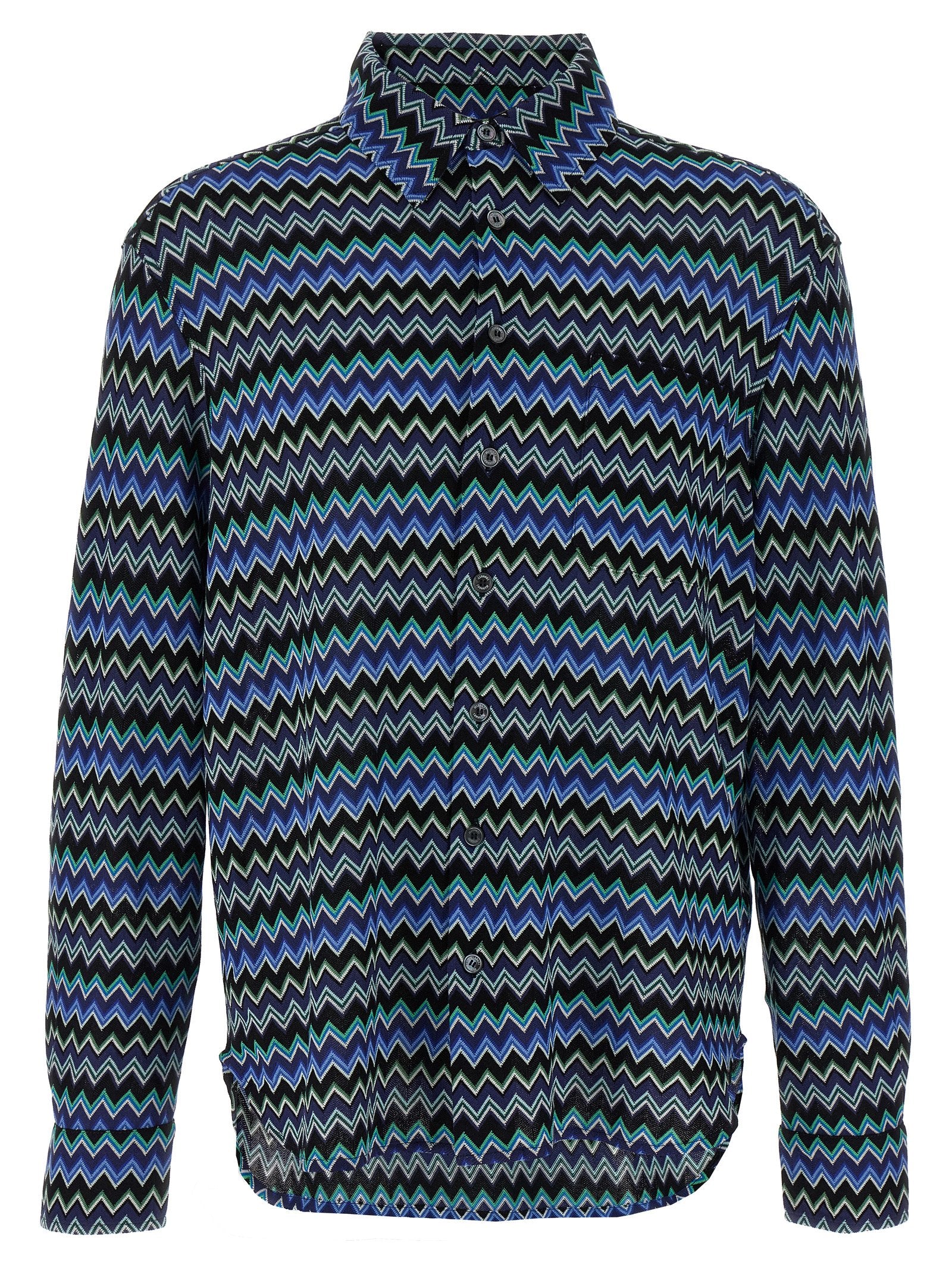 Missoni Zigzag-Print Overhemd Marineblauw Shirts Missoni