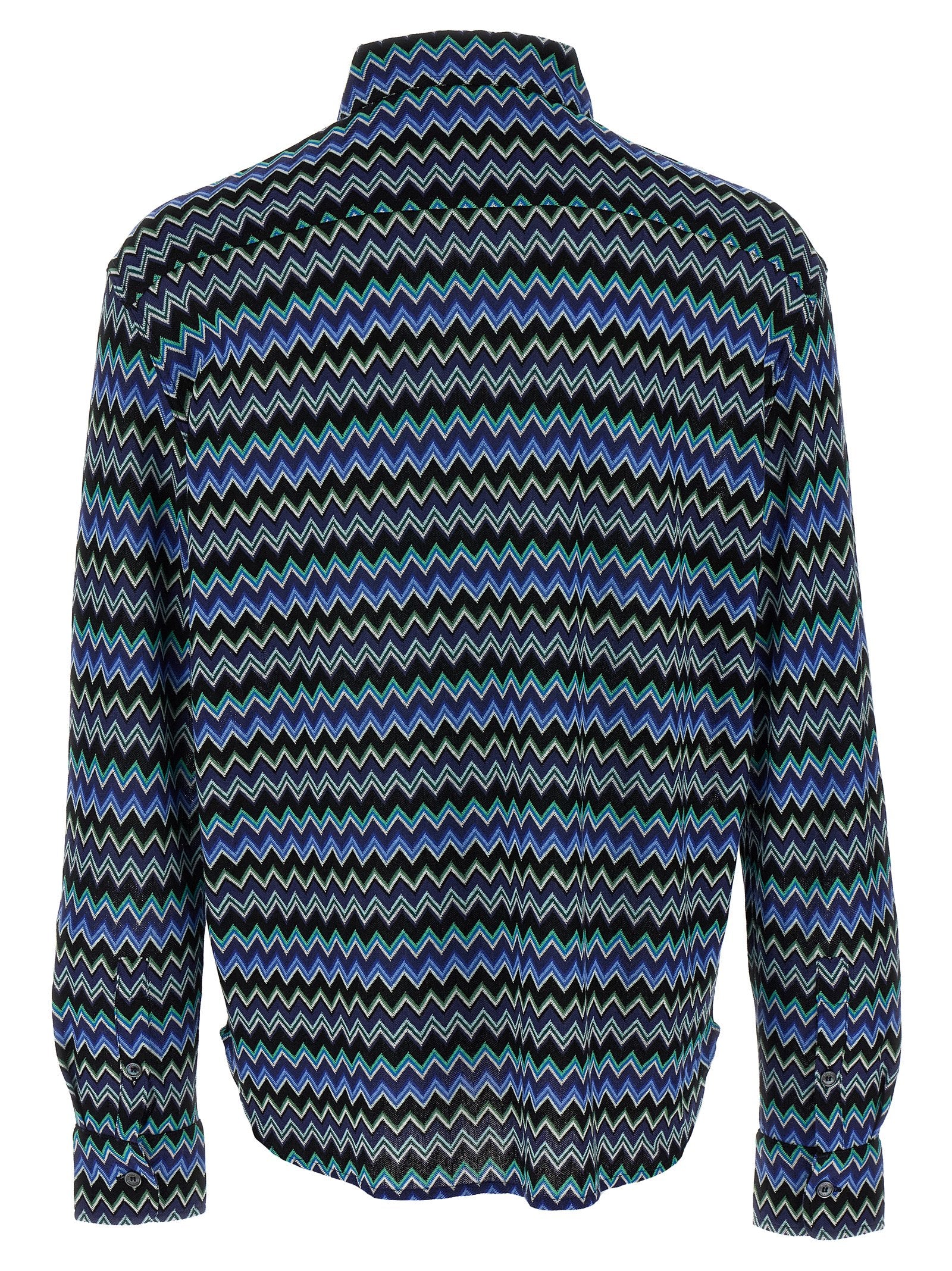 Missoni Zigzag-Print Overhemd Marineblauw Shirts Missoni