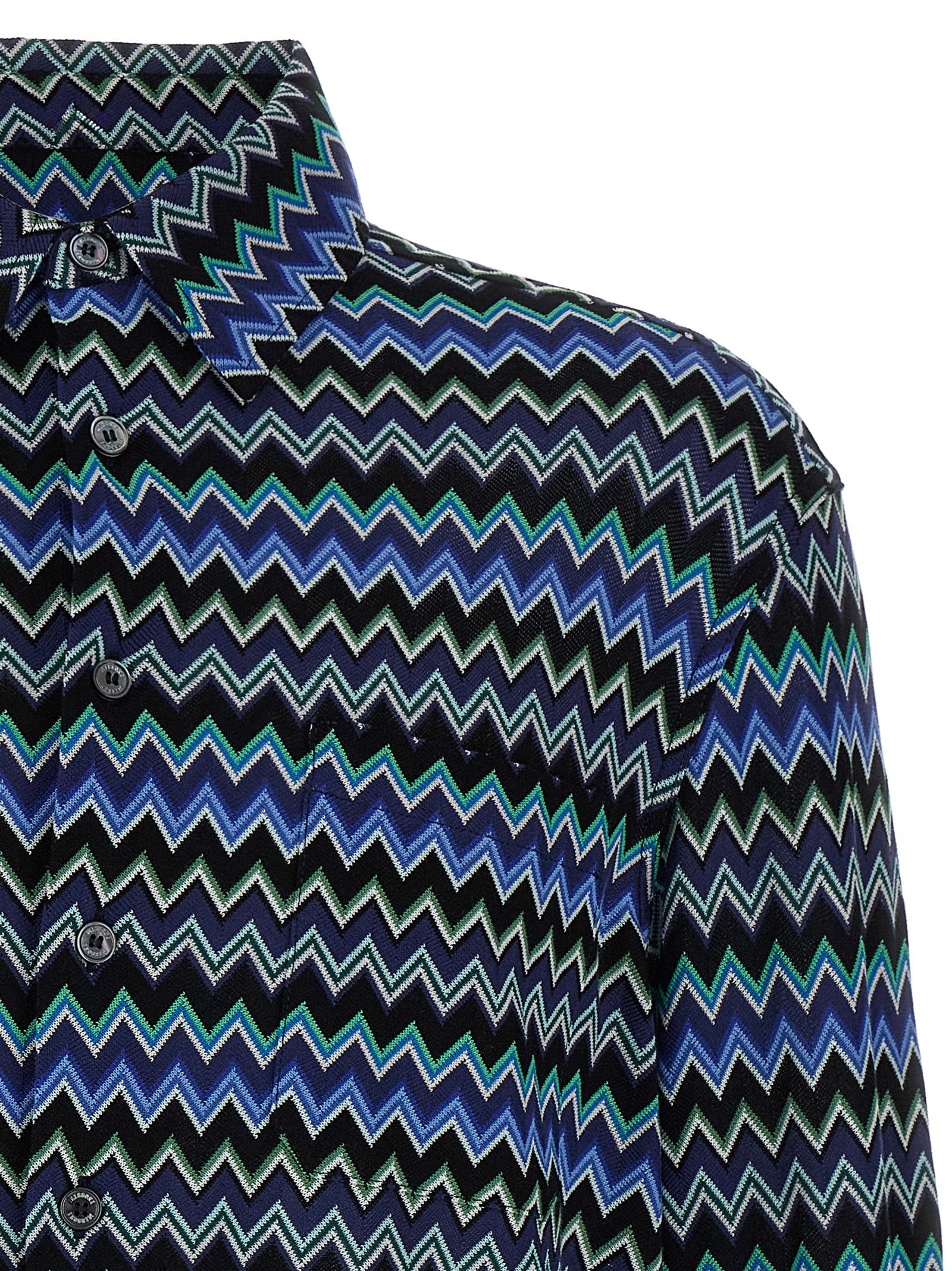 Missoni Zigzag-Print Overhemd Marineblauw Shirts Missoni