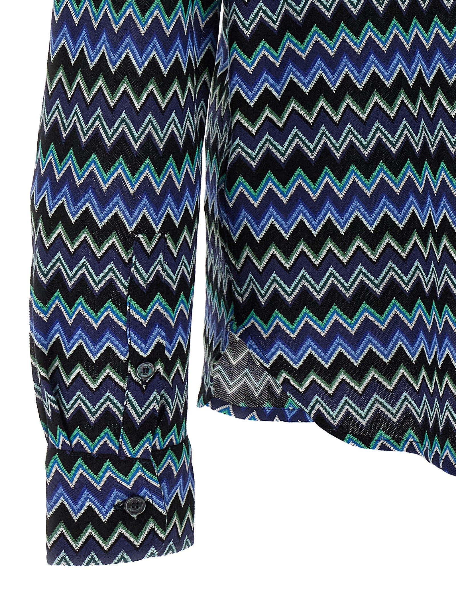 Missoni Zigzag-Print Overhemd Marineblauw Shirts Missoni