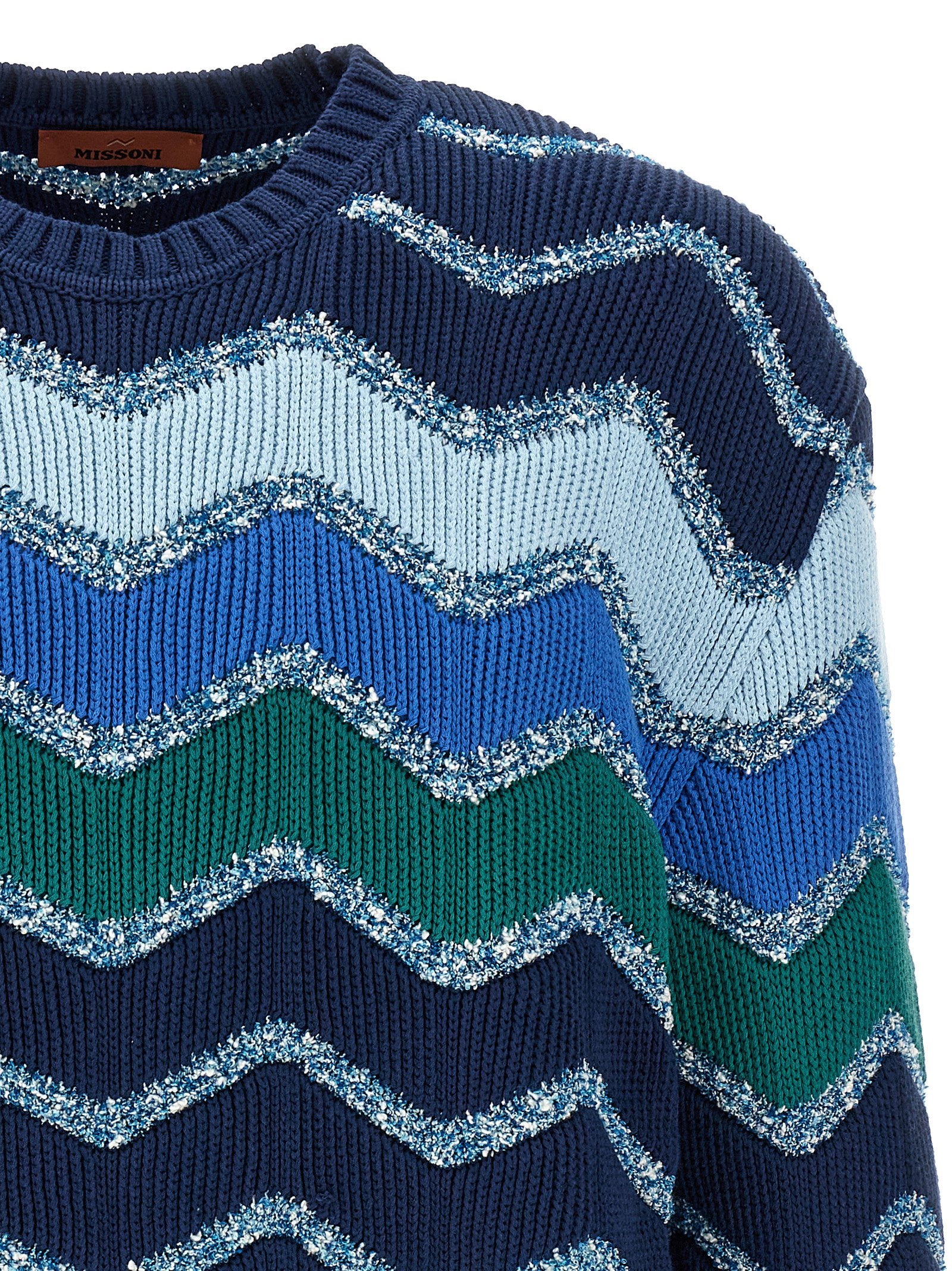 Missoni Zig-Zag Sweater Blauw Multicolor Knitwear Missoni