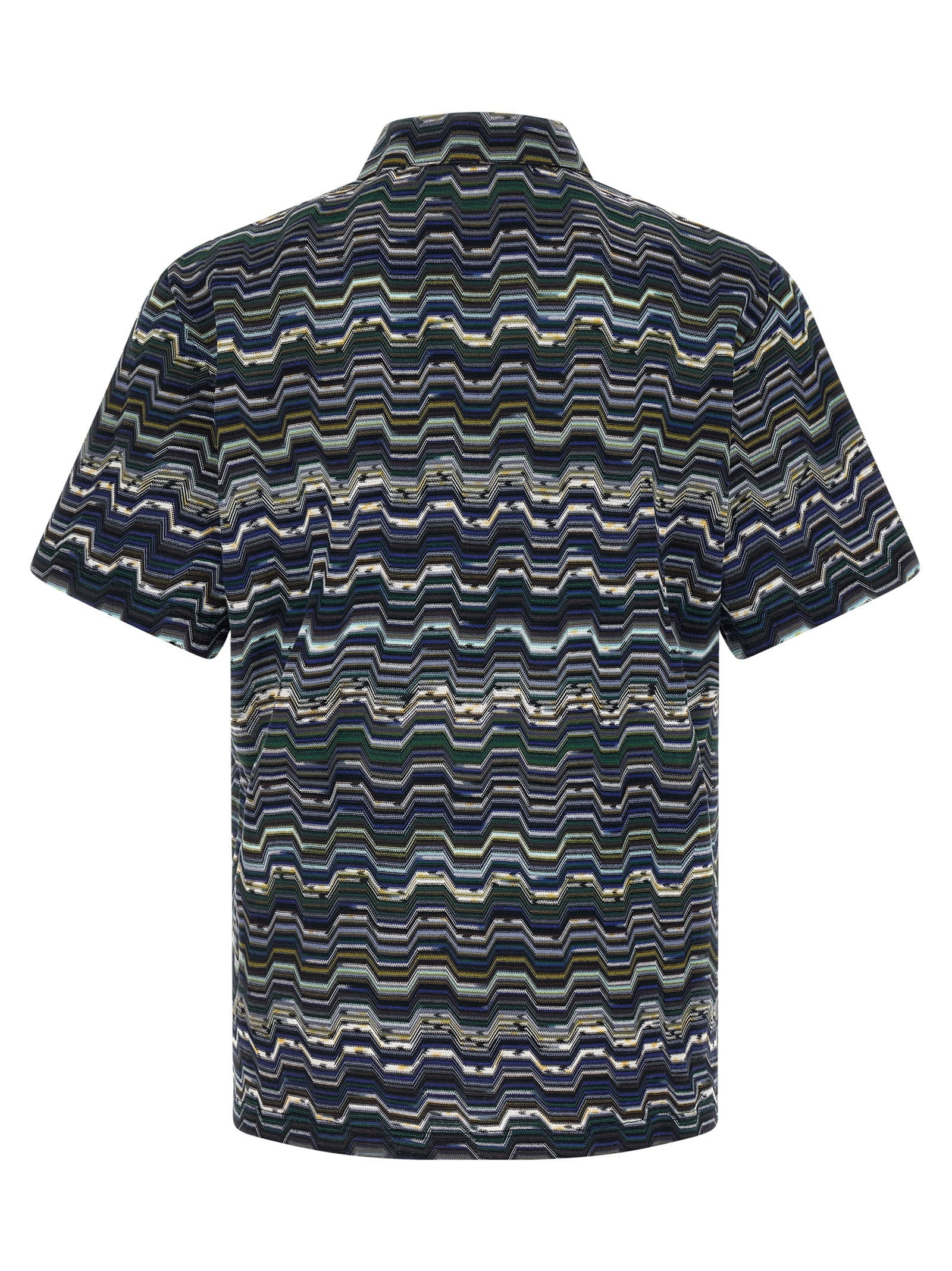 Missoni Zigzag Jacquard Knit Polo Shirt Navy Shirts Missoni