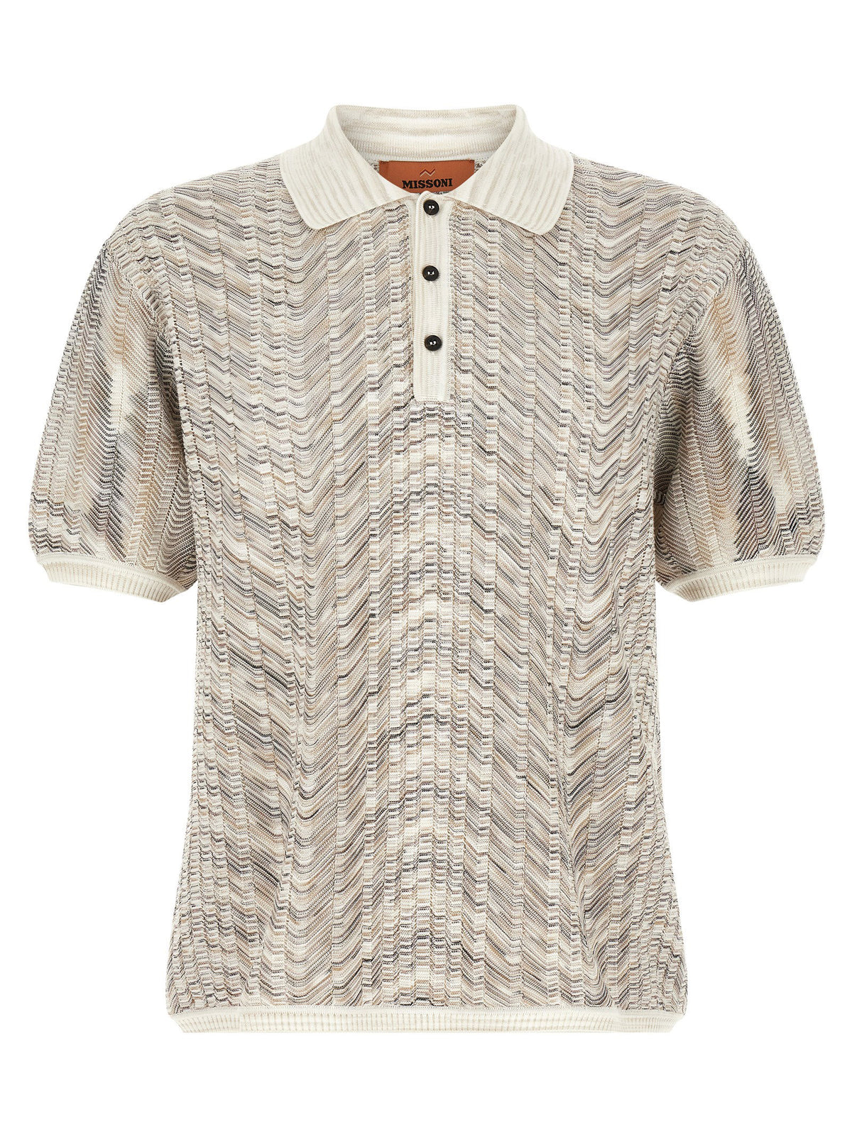 Missoni Gebreide Polo met Zigzagmotief Beige