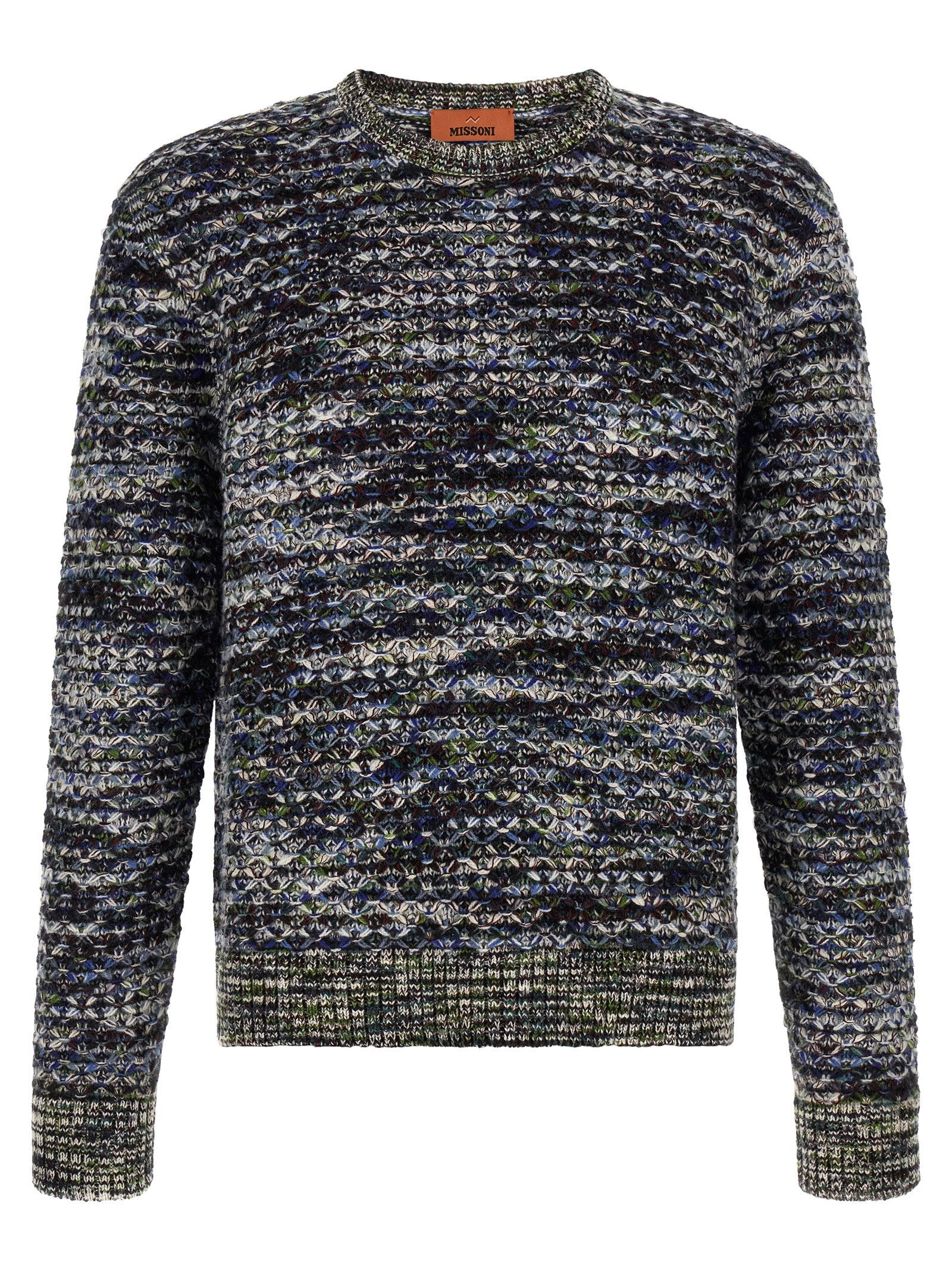 Missoni multicolor trui met 3D vlampatroon, vooraanzicht
