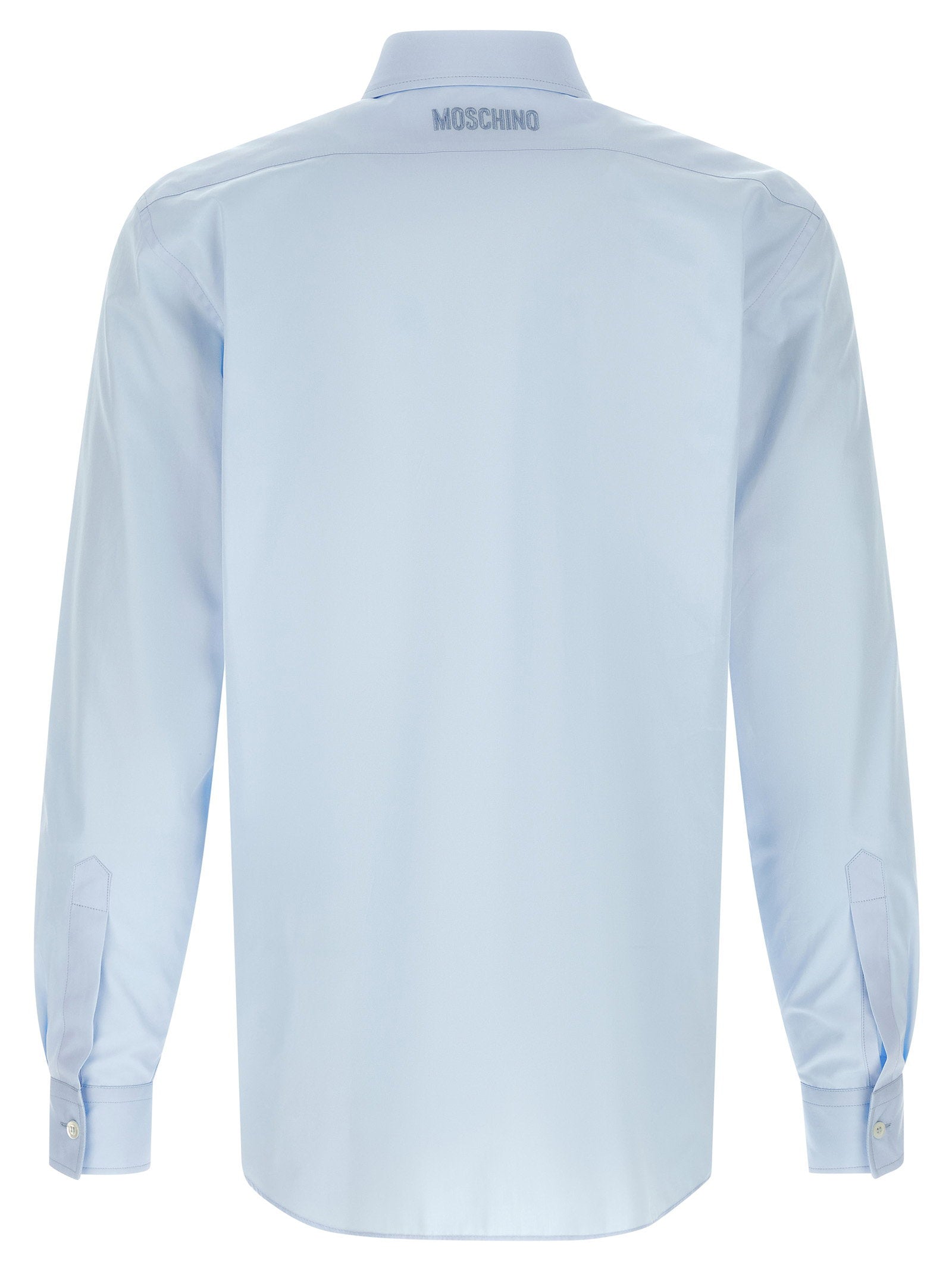 Moschino Trompe-l'Oeil Zonnebril Print Overhemd Lichtblauw Shirts Moschino
