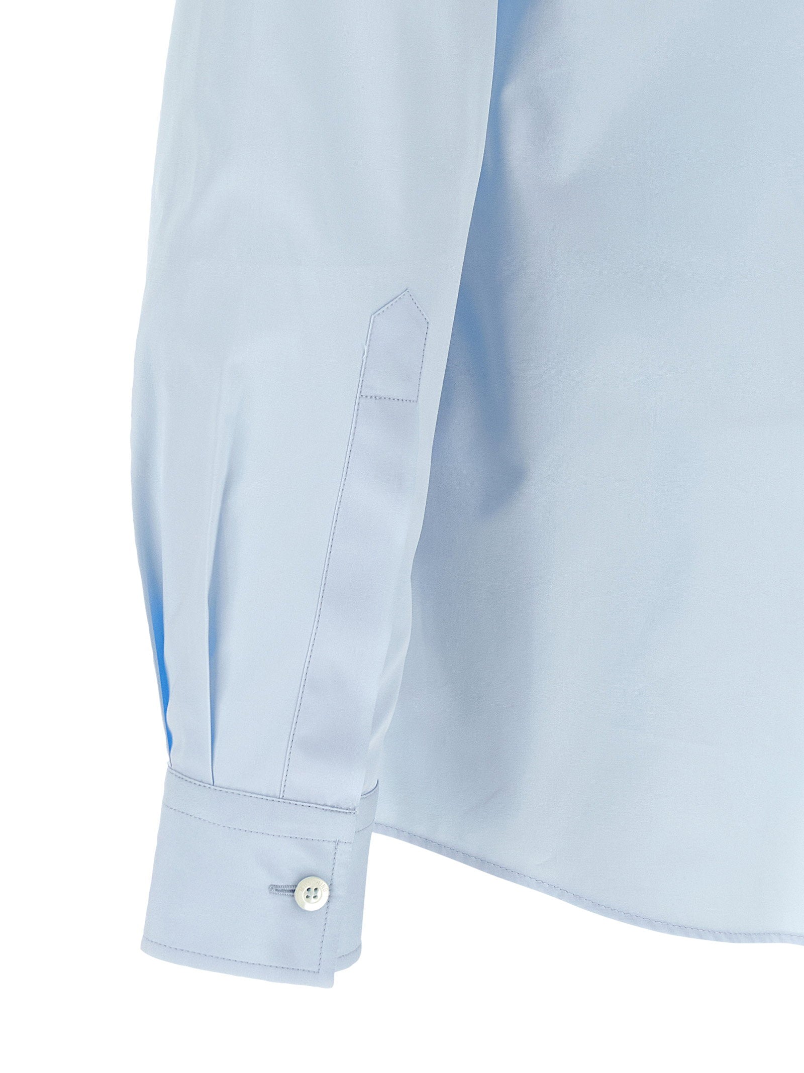 Moschino Trompe-l'Oeil Zonnebril Print Overhemd Lichtblauw Shirts Moschino