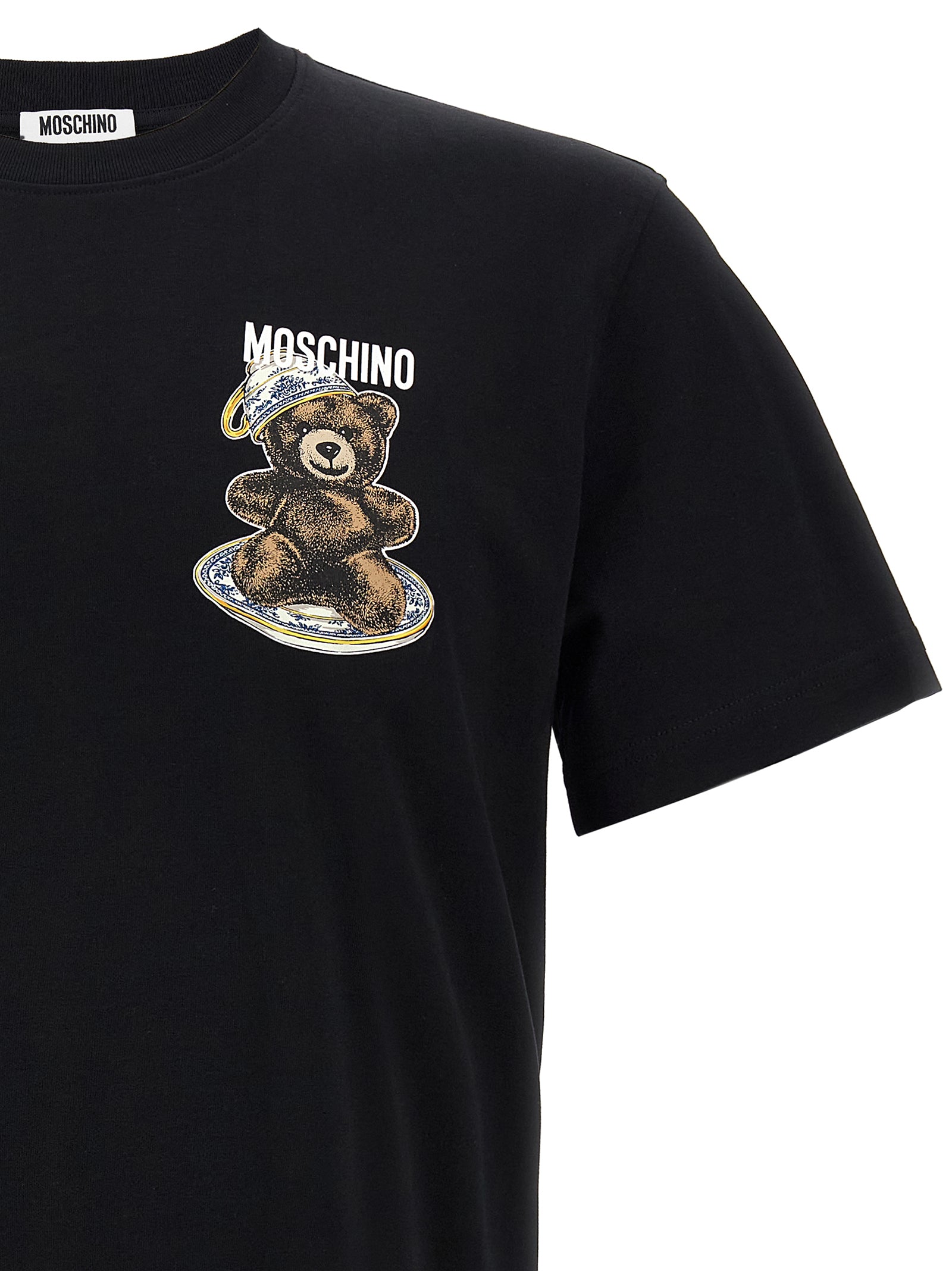 Moschino Teddy Bear Organic Cotton Jersey T-Shirt Black Topwear Moschino