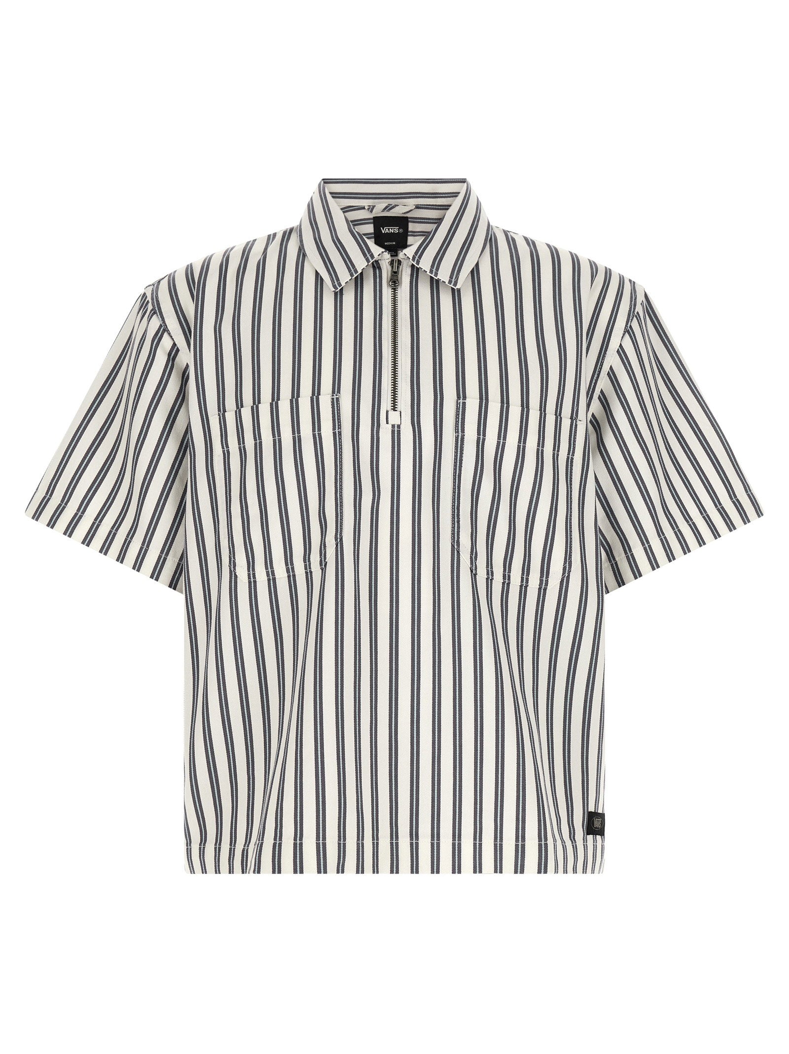 Vans Cropped Zip Katoenen Overhemd Wit met Marineblauwe Streep