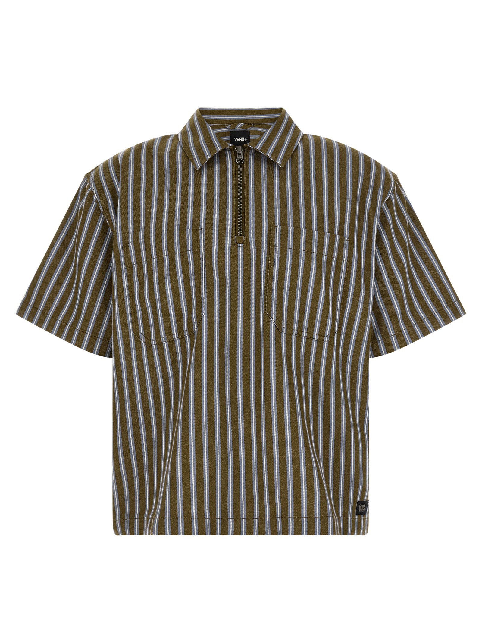 Vans cropped zip overhemd olijfgroen voorzijde
