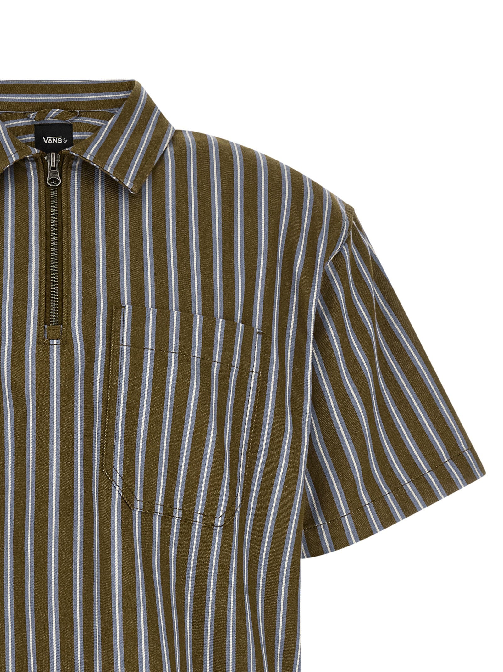 Vans olijfgroen overhemd gedragen aan voorzijde