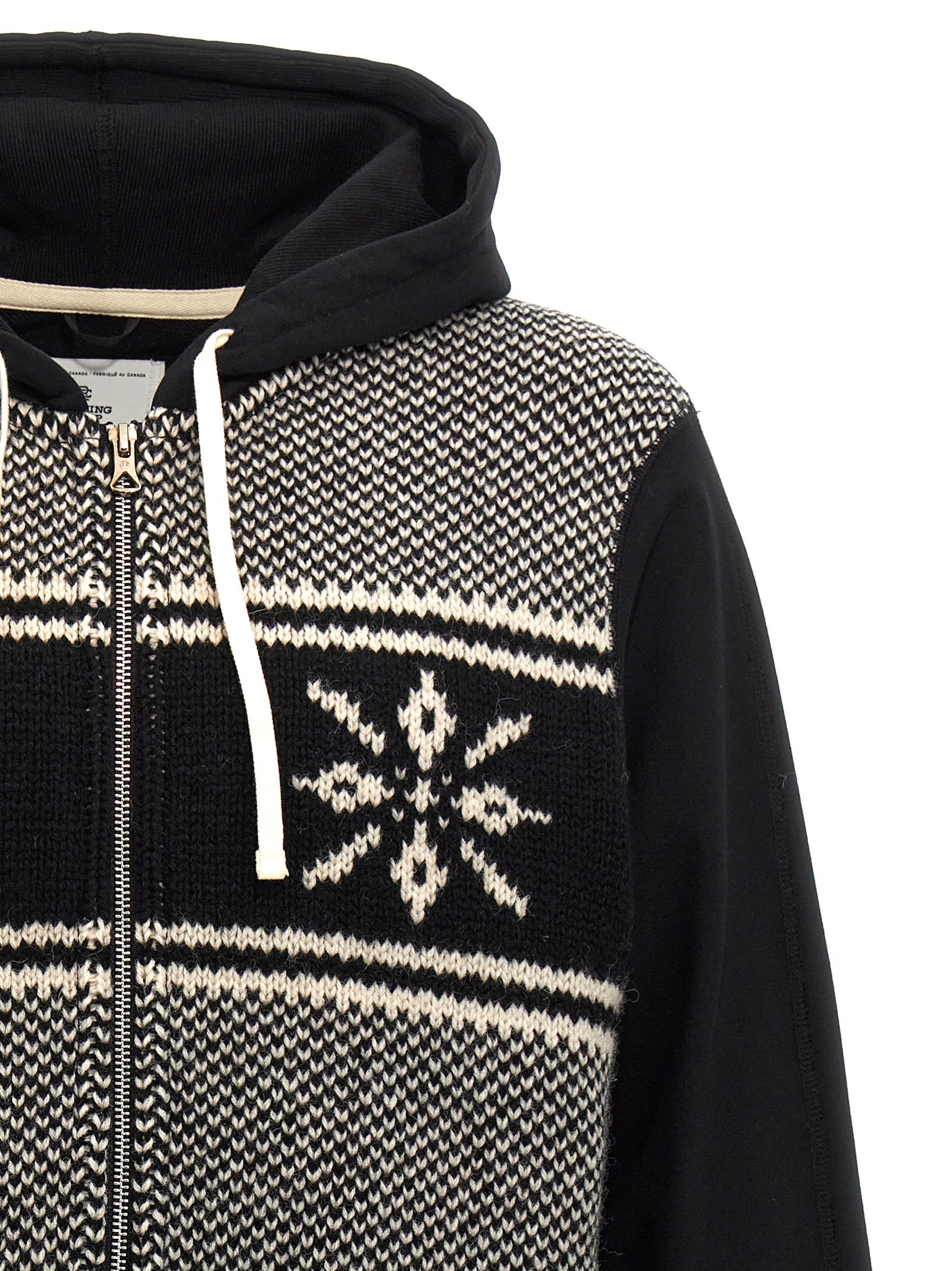 Junya Watanabe Jacquard Insert Hoodie Zwart-thumbmail-3