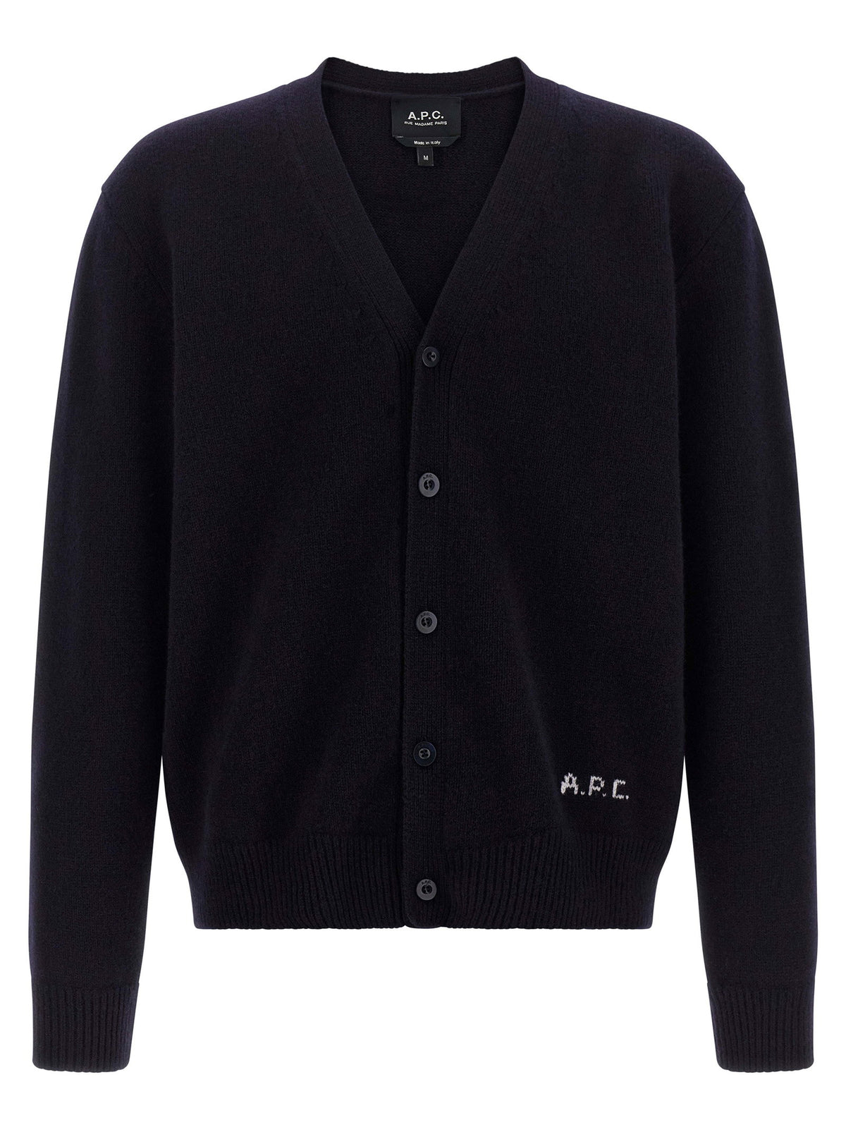 A.P.C. Kevin Cardigan V-hals Zuivere Wol Middernachtblauw