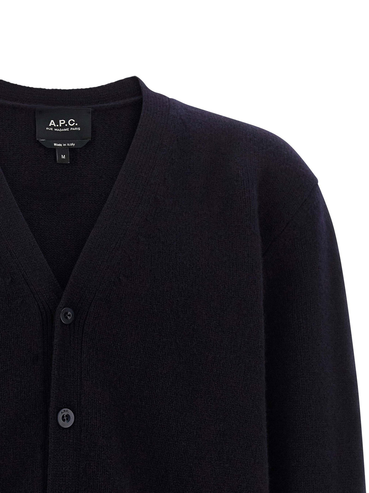 A.P.C. Kevin Cardigan V-hals Zuivere Wol Middernachtblauw-thumbmail-3