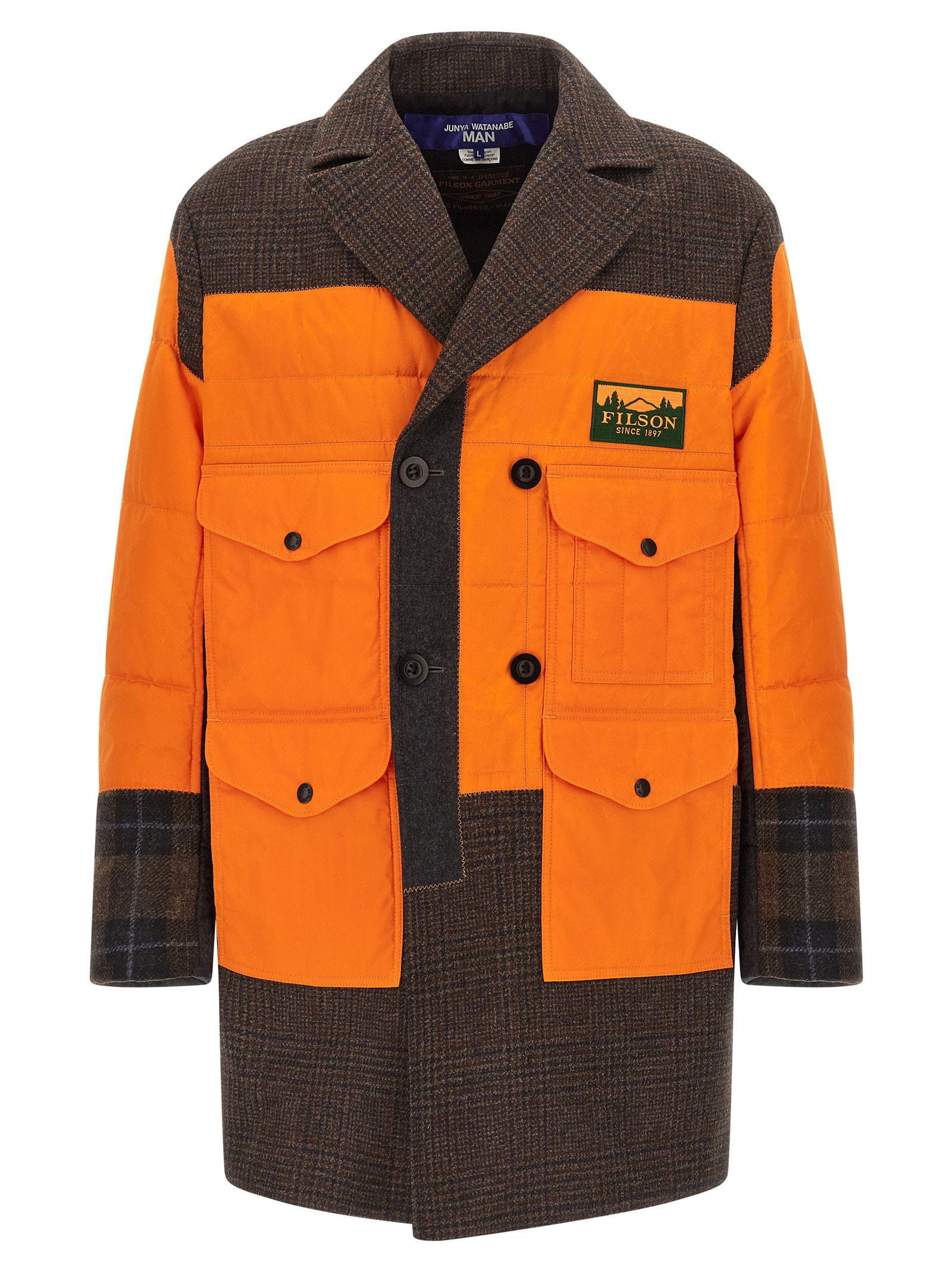 Filson x Junya Watanabe Patchwork Coat Oranje/Bruin Coats Junya Watanabe