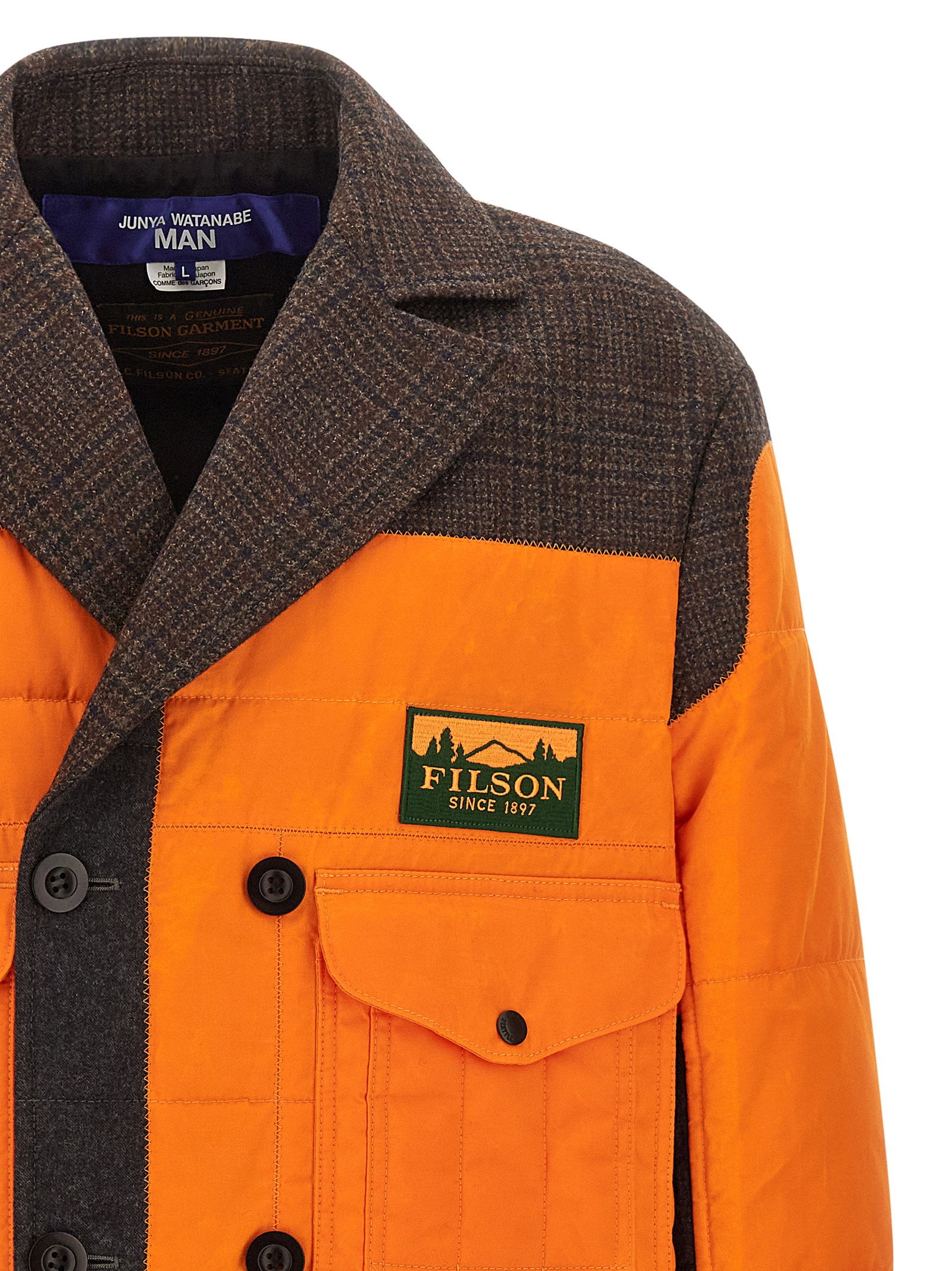 Filson x Junya Watanabe Patchwork Coat Oranje/Bruin Coats Junya Watanabe