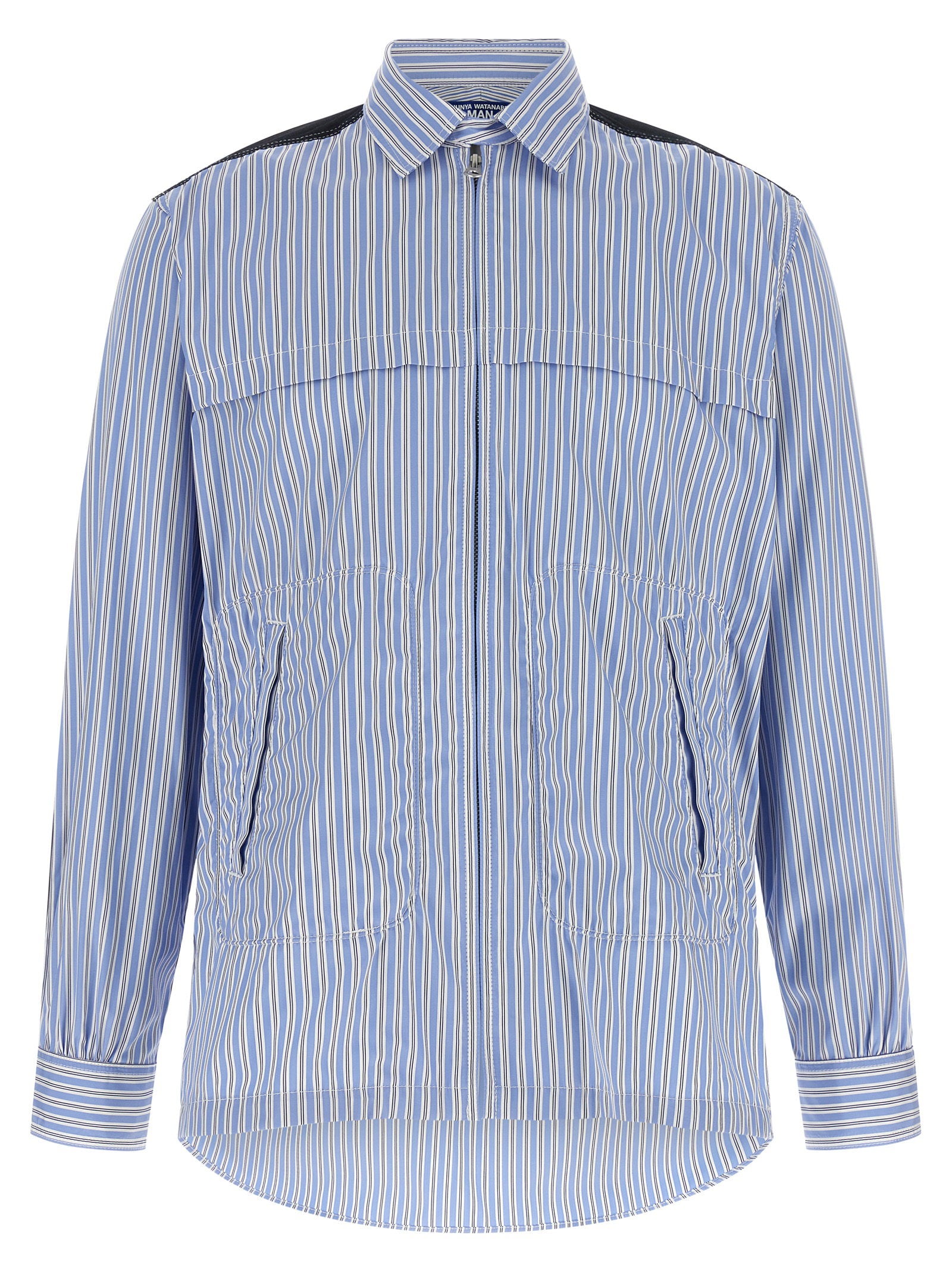 Junya Watanabe MAN Gestreept Katoenen Overhemd Check Rug Blauw Shirts Junya Watanabe