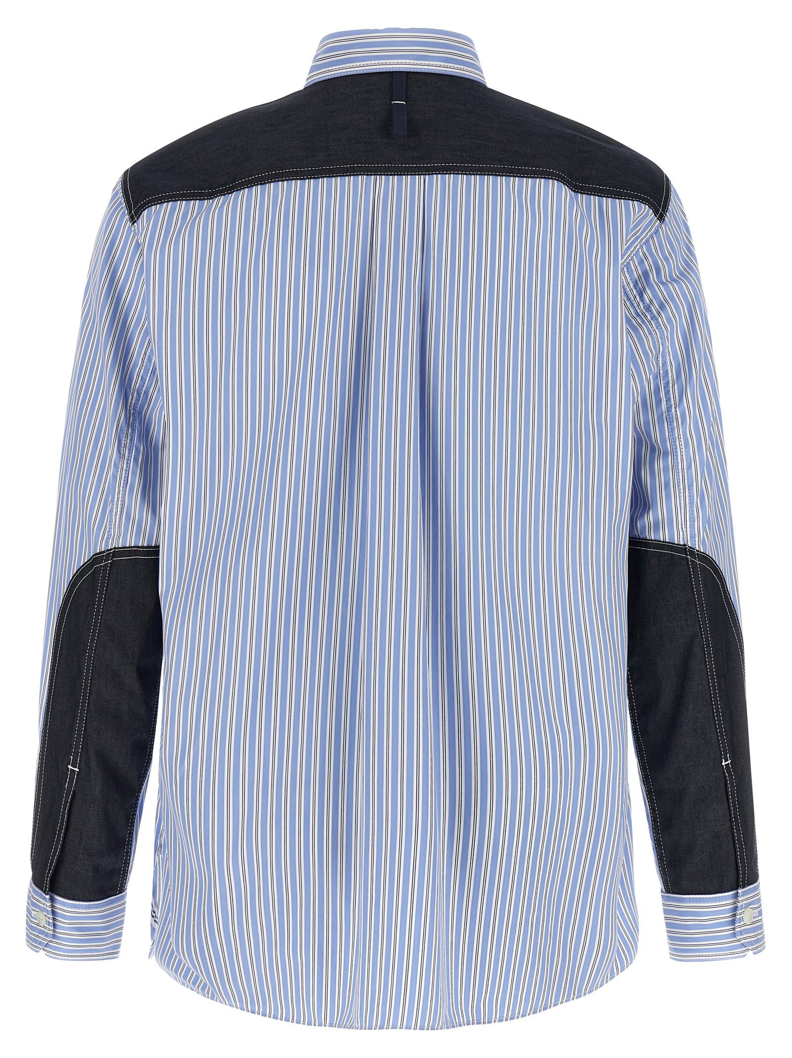 Junya Watanabe MAN Gestreept Katoenen Overhemd Check Rug Blauw Shirts Junya Watanabe
