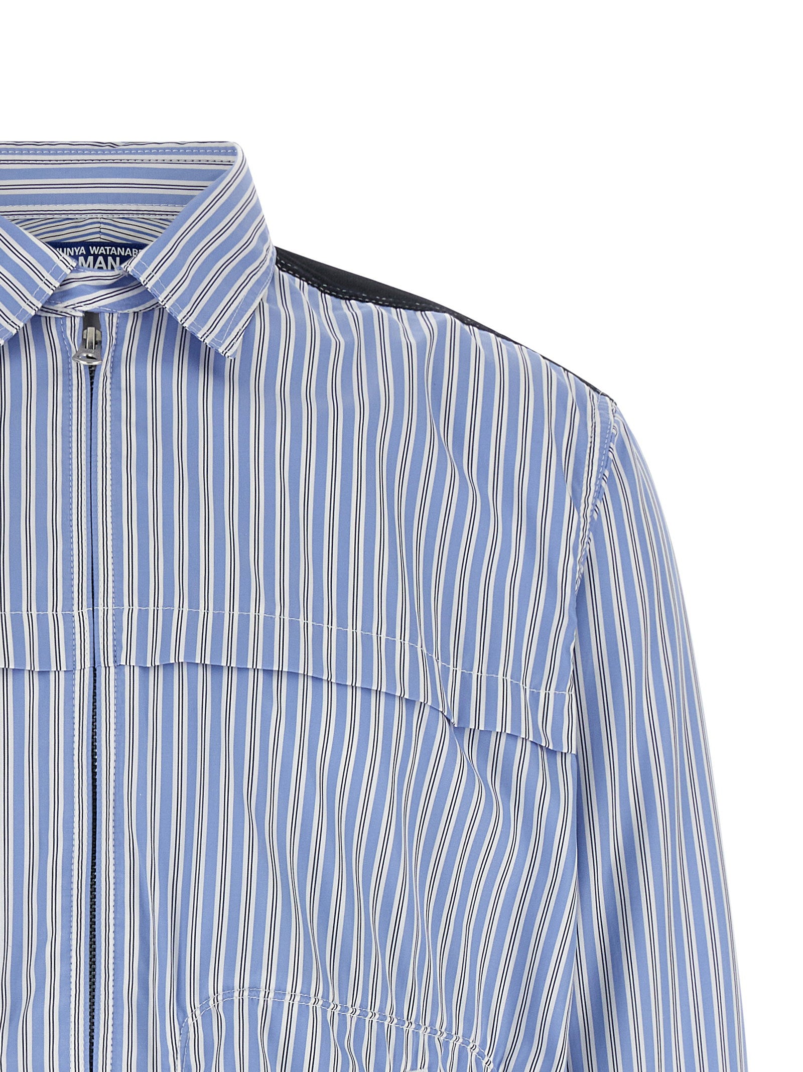 Junya Watanabe MAN Gestreept Katoenen Overhemd Check Rug Blauw Shirts Junya Watanabe