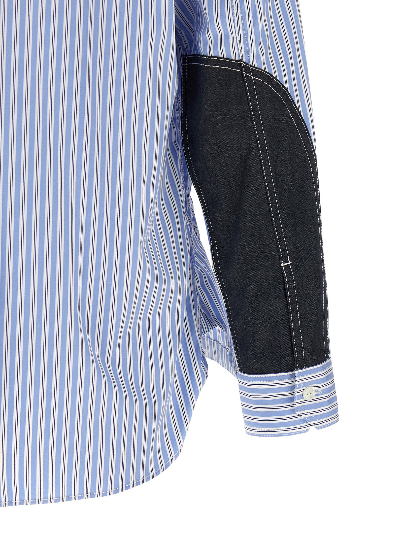 Junya Watanabe MAN Gestreept Katoenen Overhemd Check Rug Blauw Shirts Junya Watanabe