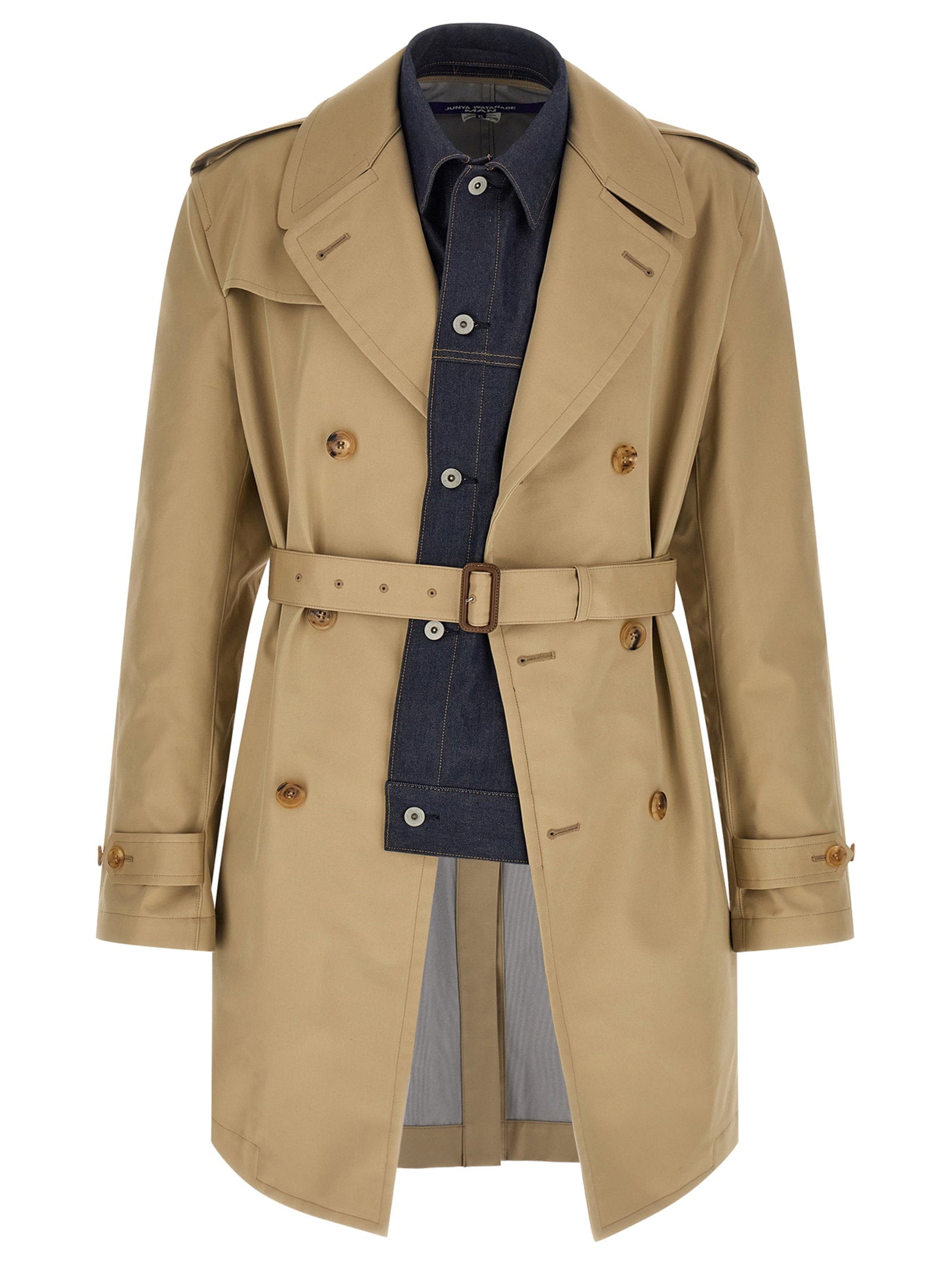 Junya Watanabe Denim Insert Trench Coat Coats Junya Watanabe