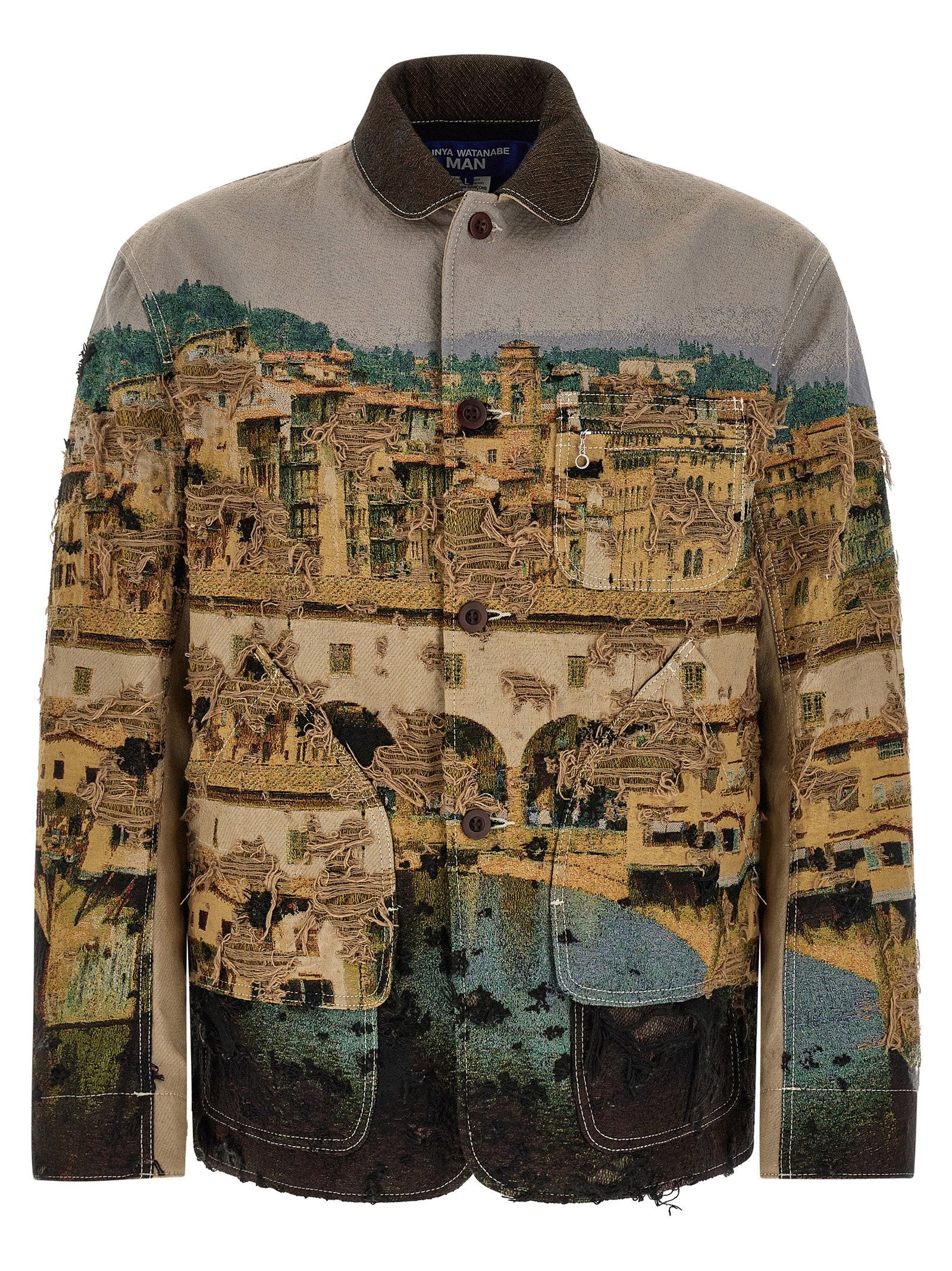 Junya Watanabe Jacquard Jasje Frayed Details Jackets Junya Watanabe
