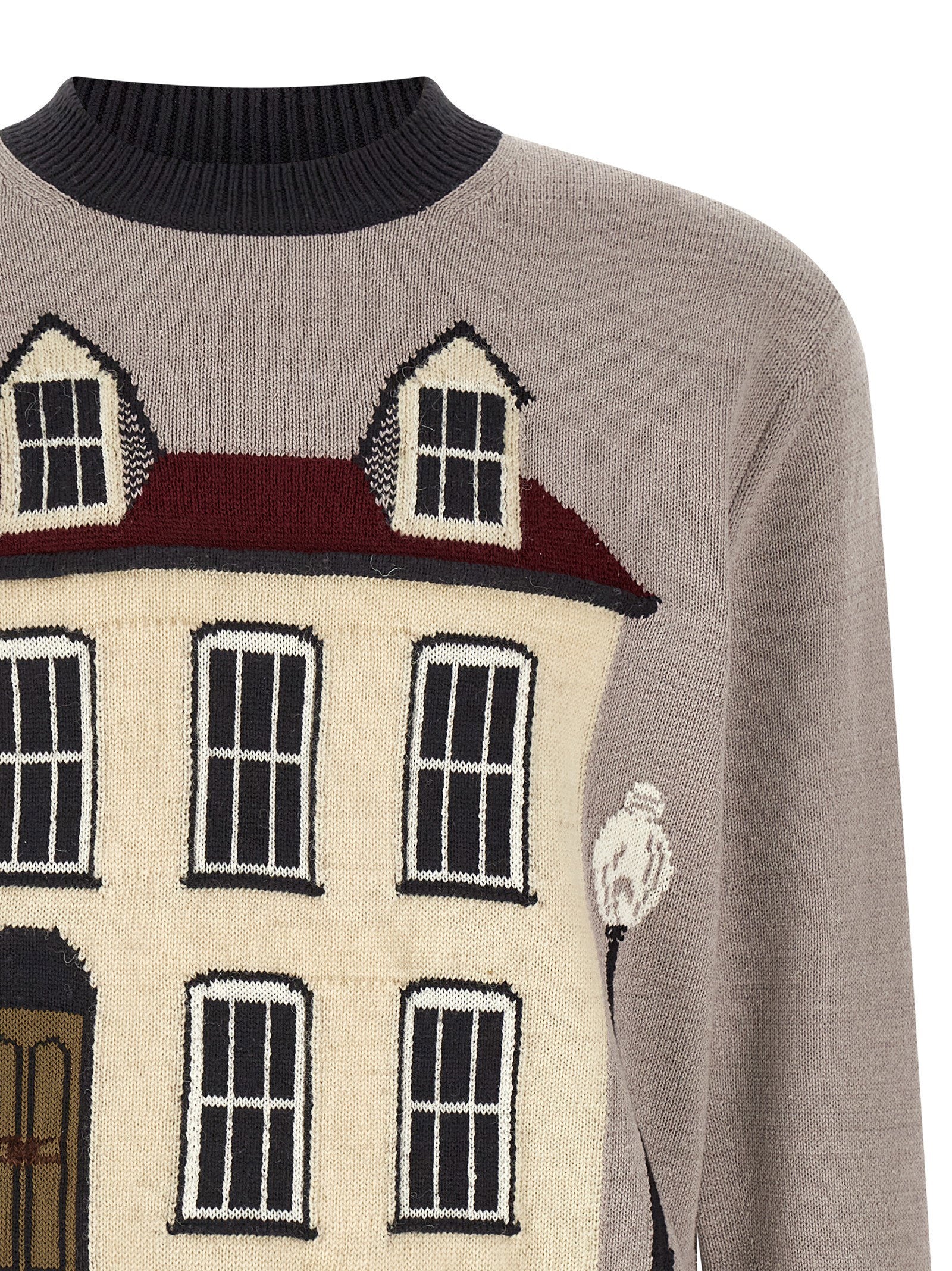 Junya Watanabe Wollen Intarsia Jacquard House Sweater Paars-thumbmail-3
