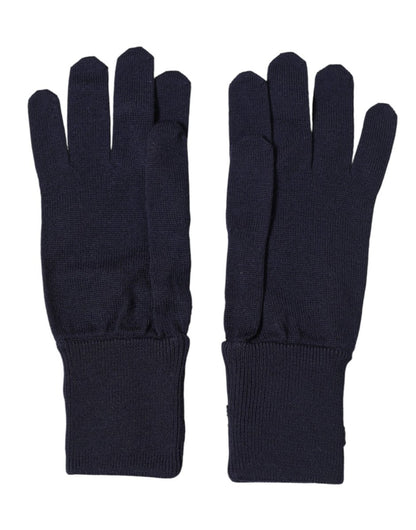 Dolce & Gabbana Blue Wool Knit DGLovesLondon Embroidered Mitten Gloves - The Gentlemen's Vault