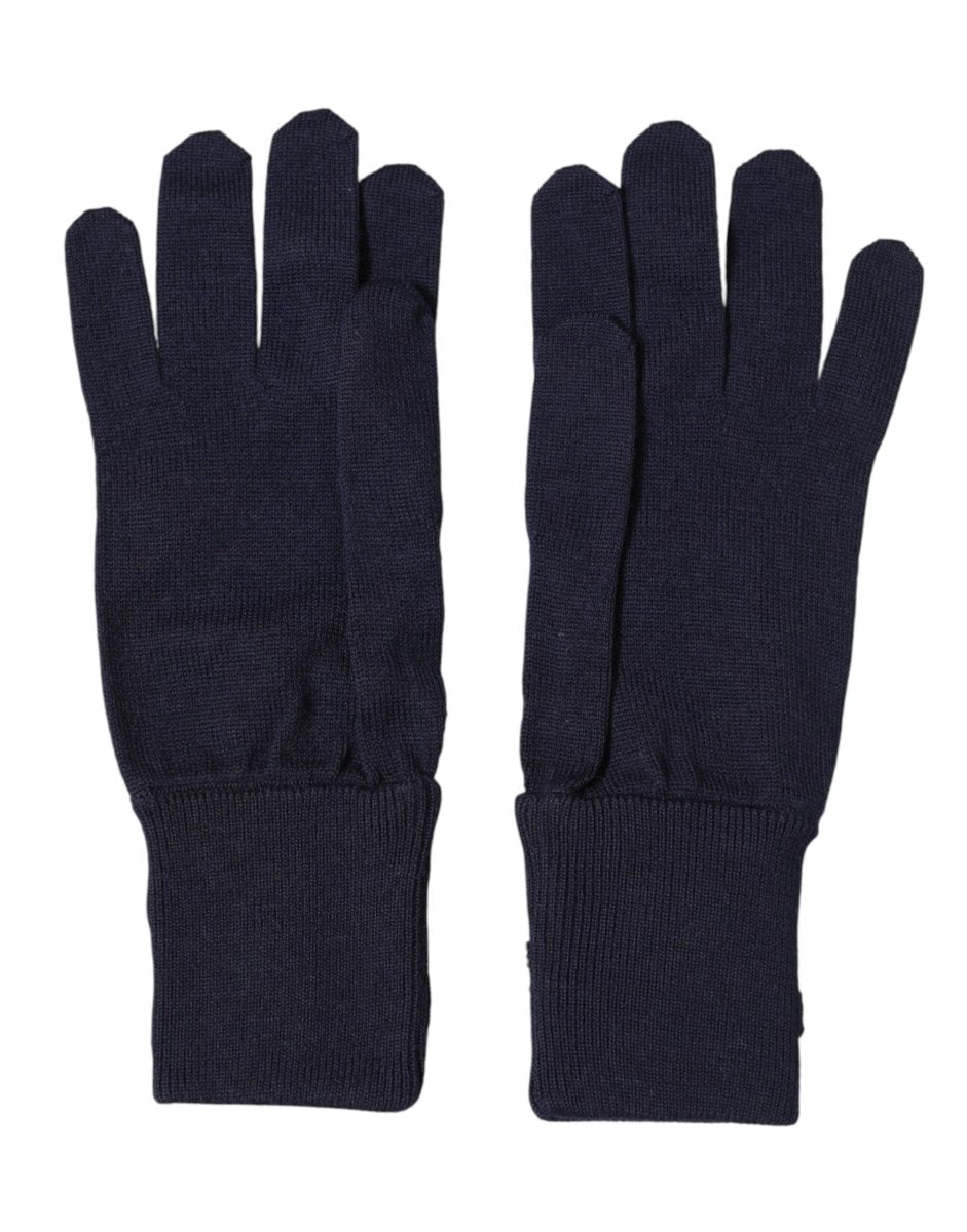 Dolce & Gabbana Blue Wool Knit DGLovesLondon Embroidered Mitten Gloves - The Gentlemen's Vault