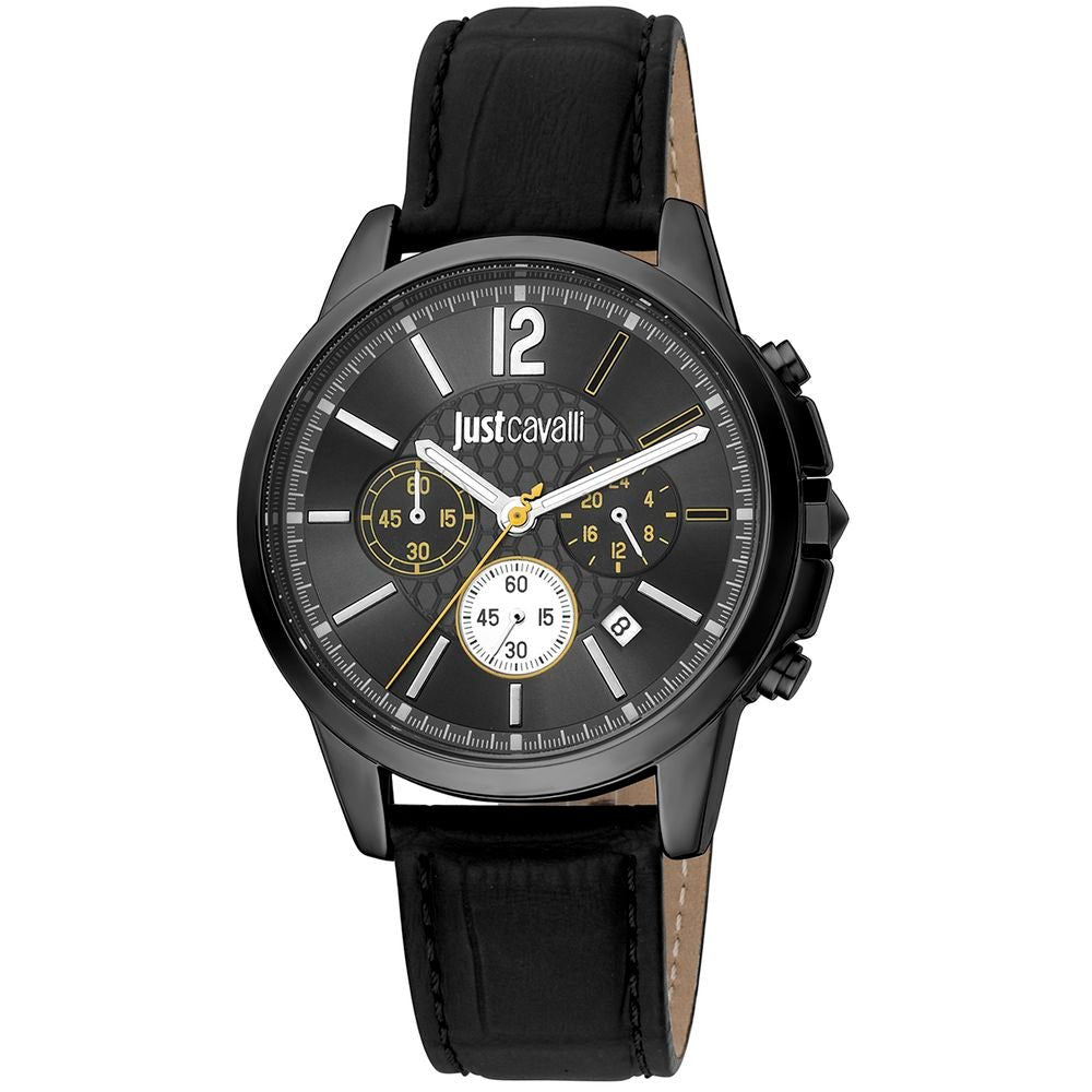 Just Cavalli Black Leather Dress Watch - The Gentlemen's Vault