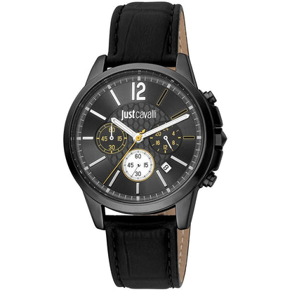 Just Cavalli Black Leather Dress Watch - The Gentlemen's Vault