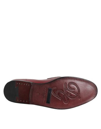 Dolce & Gabbana Burgundy Leather Formal Slip On Shoes - The Gentlemen's Vault