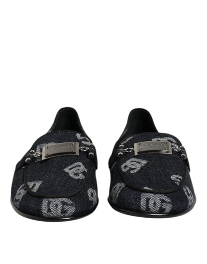 Dolce & Gabbana Blue Logo Cotton Loafers Formal Dress Shoes - The Gentlemen's Vault
