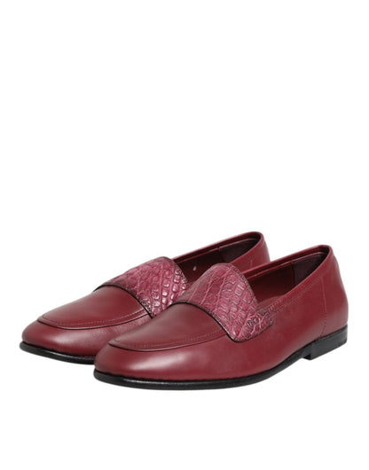 Dolce & Gabbana Burgundy Leather Formal Slip On Shoes - The Gentlemen's Vault