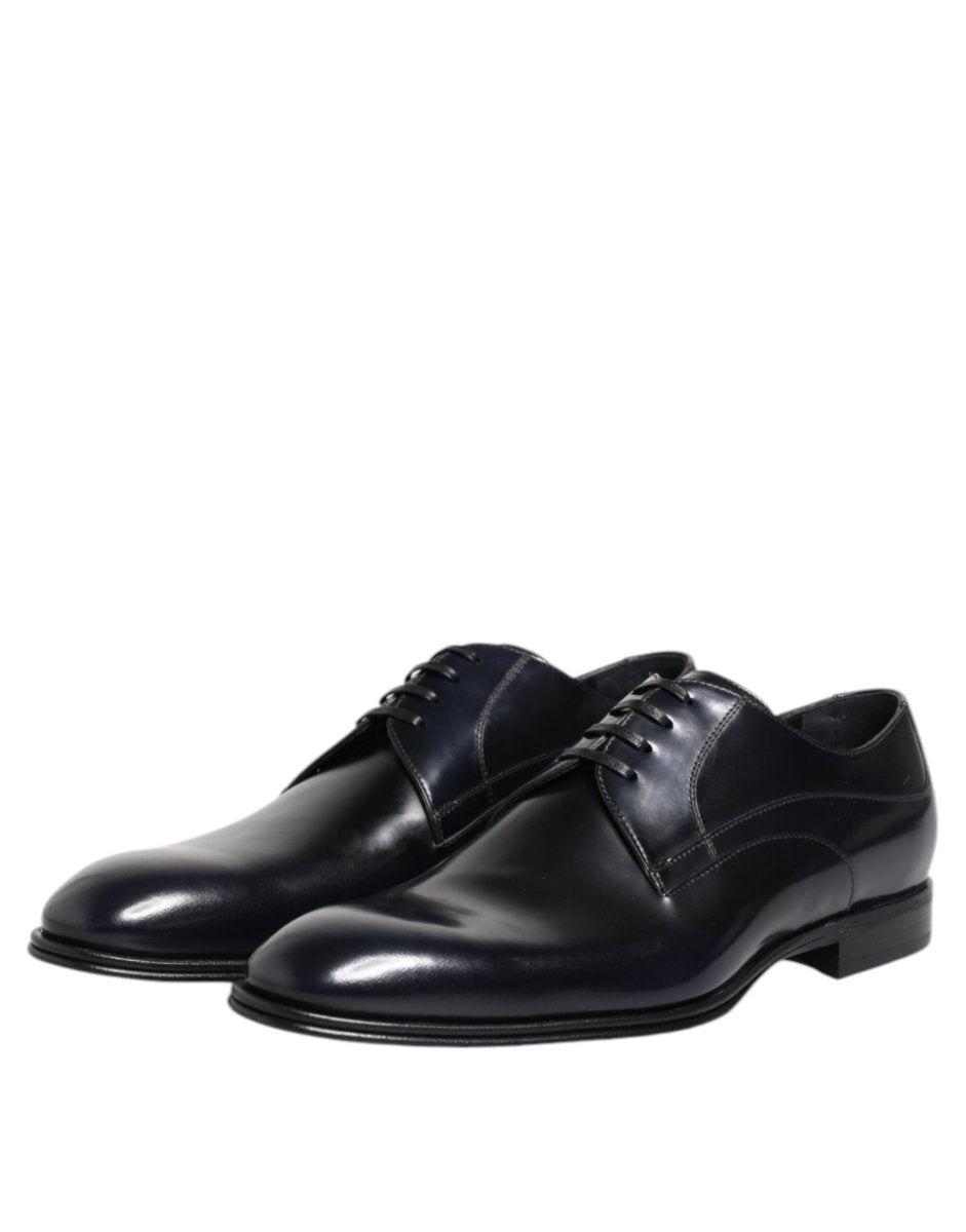 Dolce & Gabbana Navy Blue Leather Lace Up Derby Formal Shoes - The Gentlemen's Vault