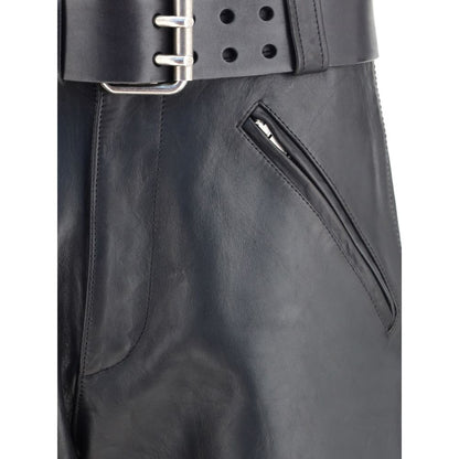 Saint Laurent Hammered leather belted Pants - The Gentlemen's Vault