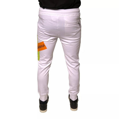 Dolce & Gabbana White Logo Tape Jogger Cotton Sweatpant Pants - The Gentlemen's Vault