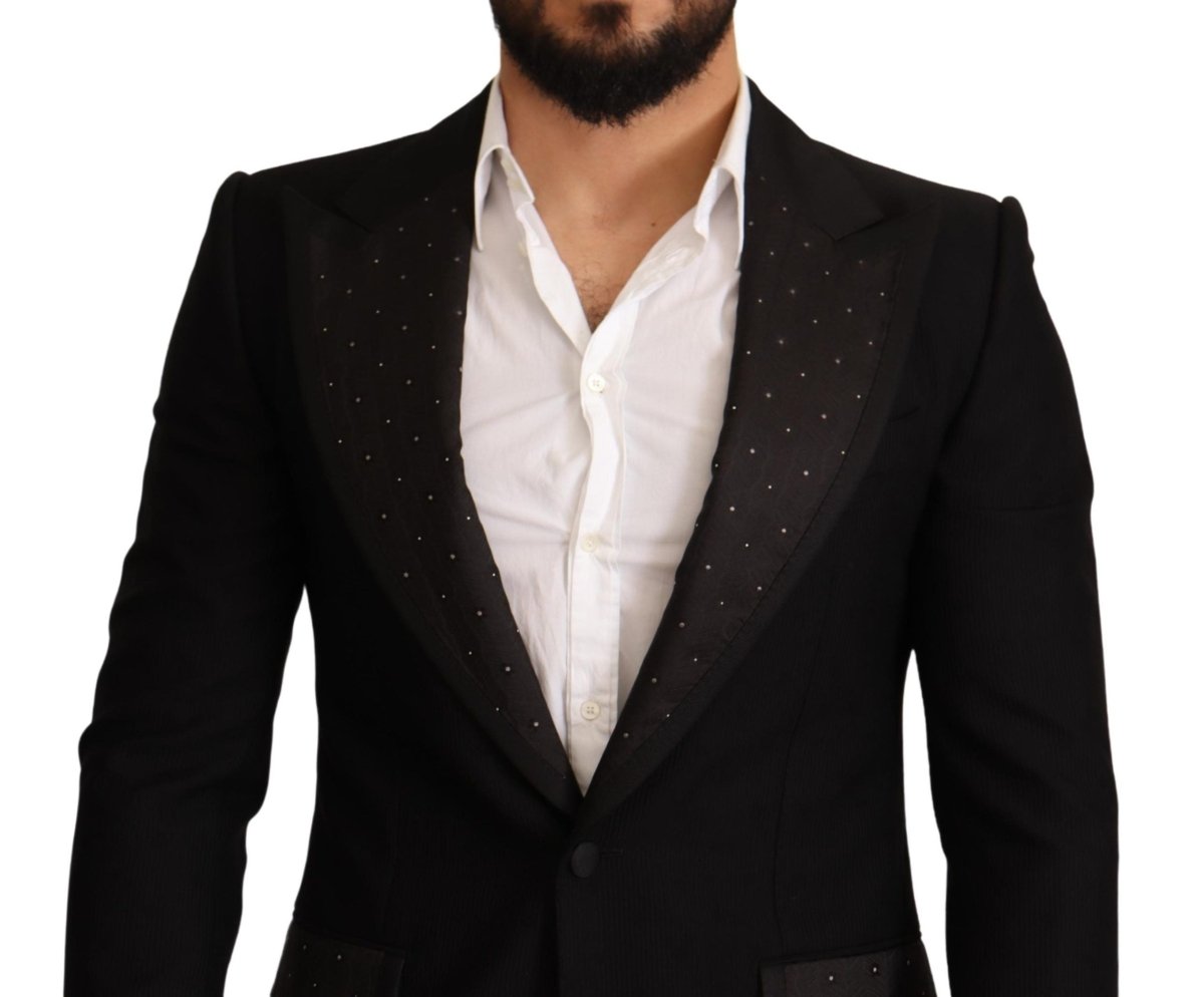 Dolce & Gabbana Black Wool Slim Fit Coat Blazer Jacket - The Gentlemen's Vault