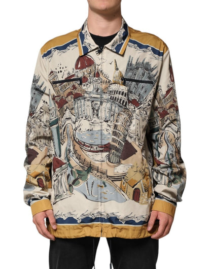 Dolce & Gabbana Multicolor Italian Motif Men Bomber Jacket - The Gentlemen's Vault