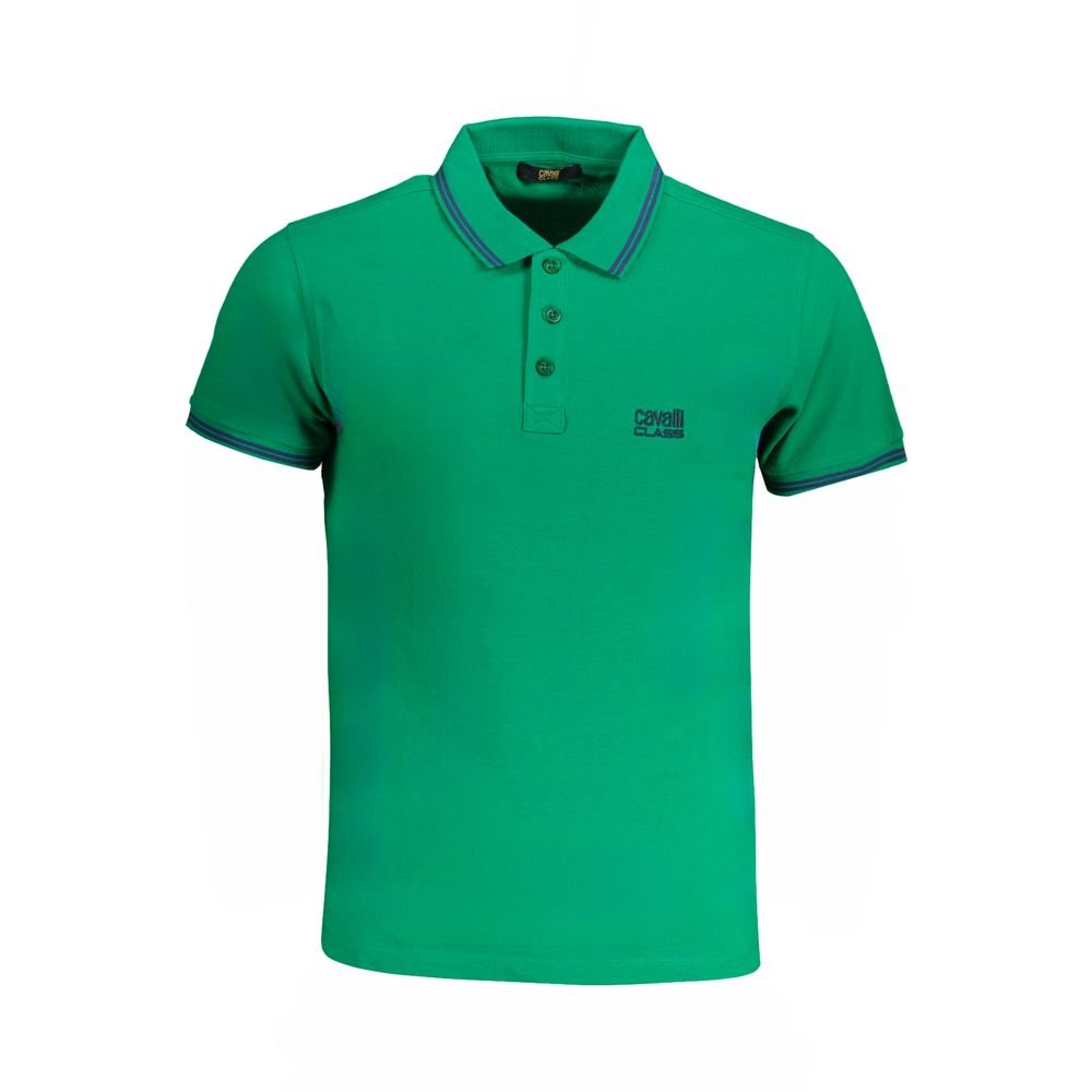 Cavalli Class Green Cotton Polo Shirt - The Gentlemen's Vault