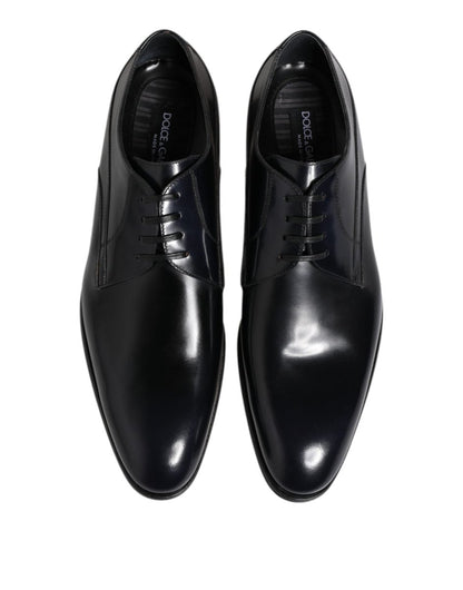 Dolce & Gabbana Navy Blue Leather Lace Up Derby Formal Shoes - The Gentlemen's Vault