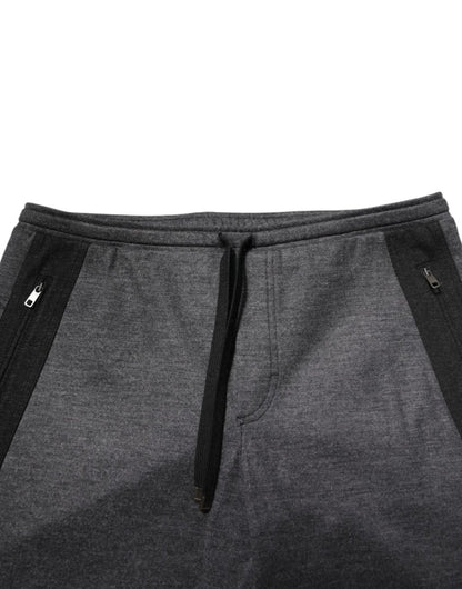 Dolce & Gabbana Gray Black Wool Blend Jogger Sweatpants Pants - The Gentlemen's Vault